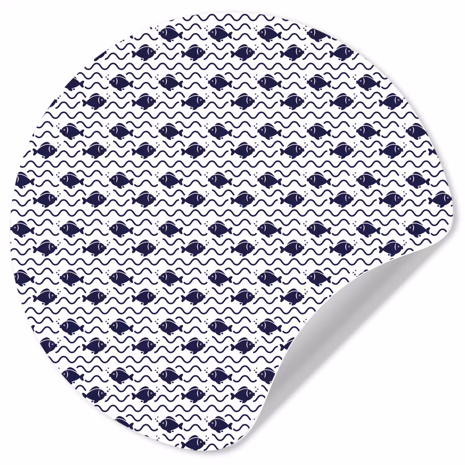 Oceaan - Visachtig - Blauw - Wit Wandcirkel behangsticker klein 186 -3d