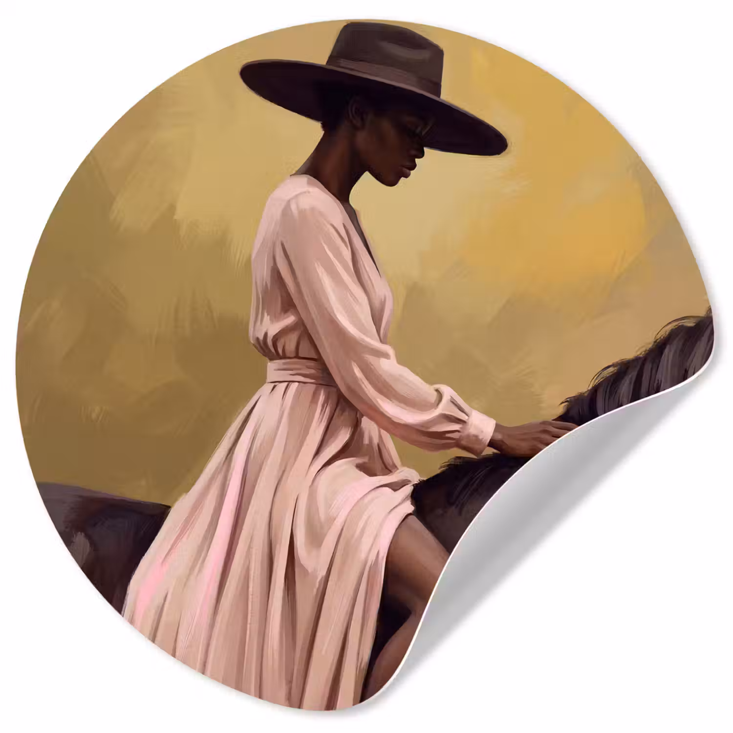 Paard - Klassiek - Oker Wandcirkel behangsticker klein -3d