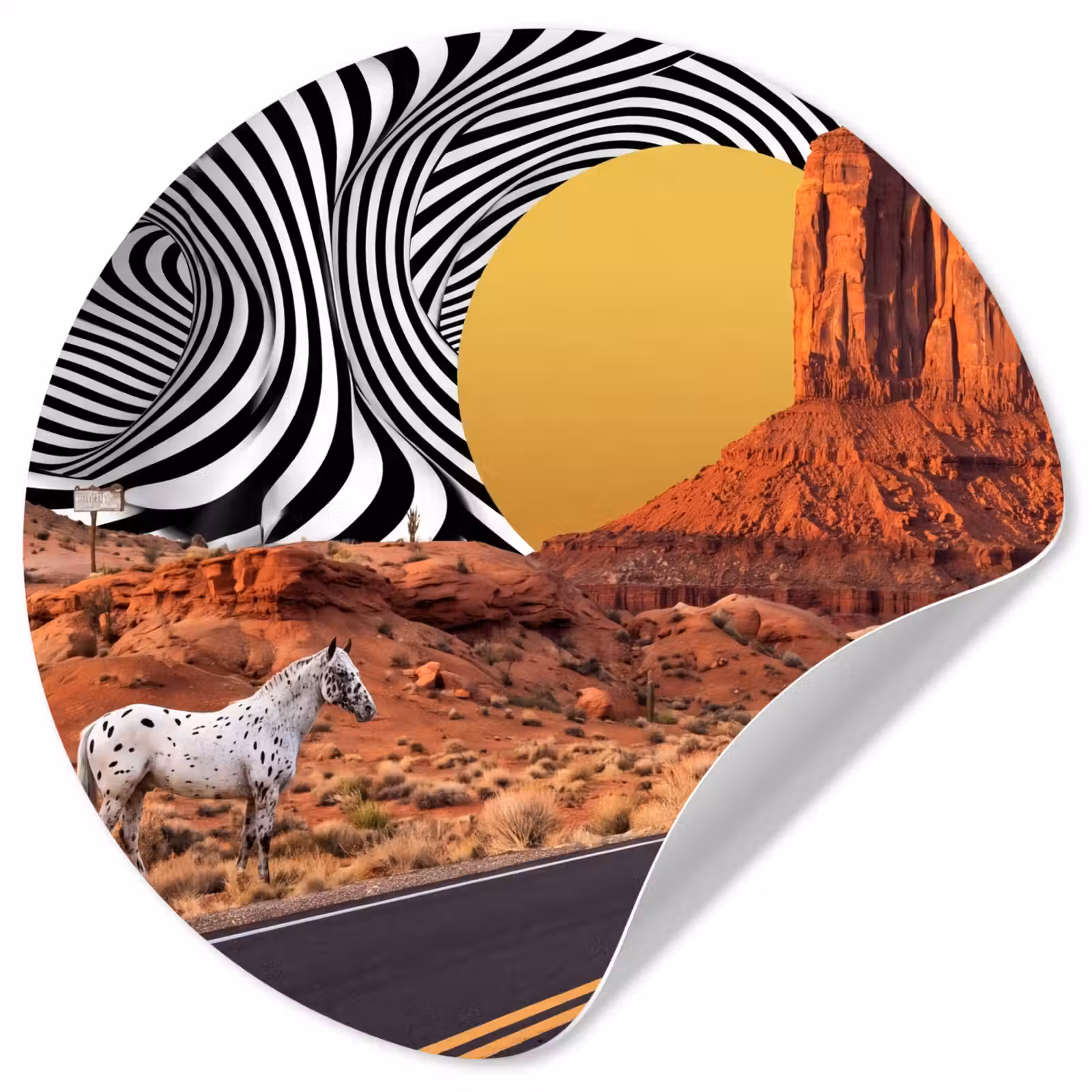 Behangcirkel - Paard - Woestijn - Natuur - Paard - Woestijn - Natuur Wandcirkel behangsticker klein