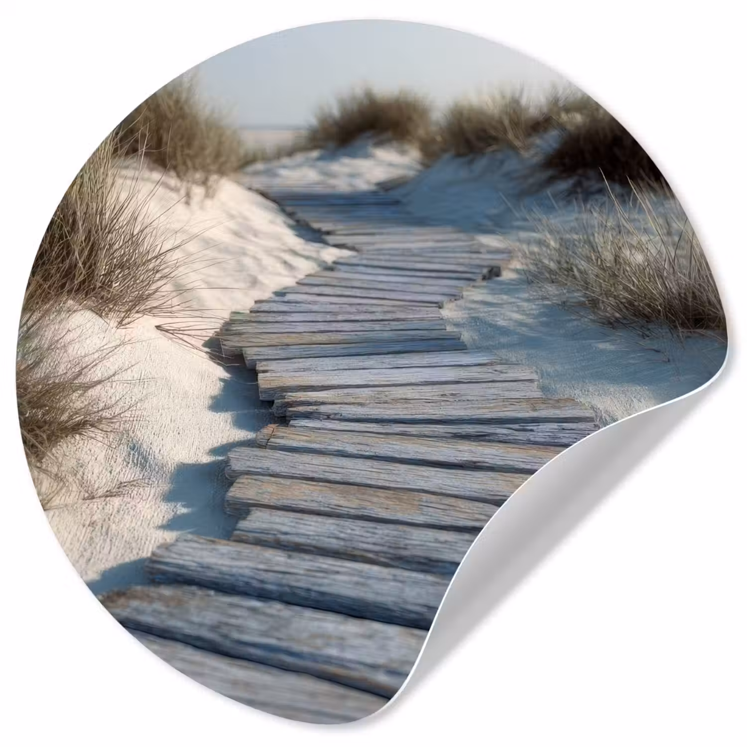 Pad - Planken - Duinen - Gras Wandcirkel behangsticker klein -3d