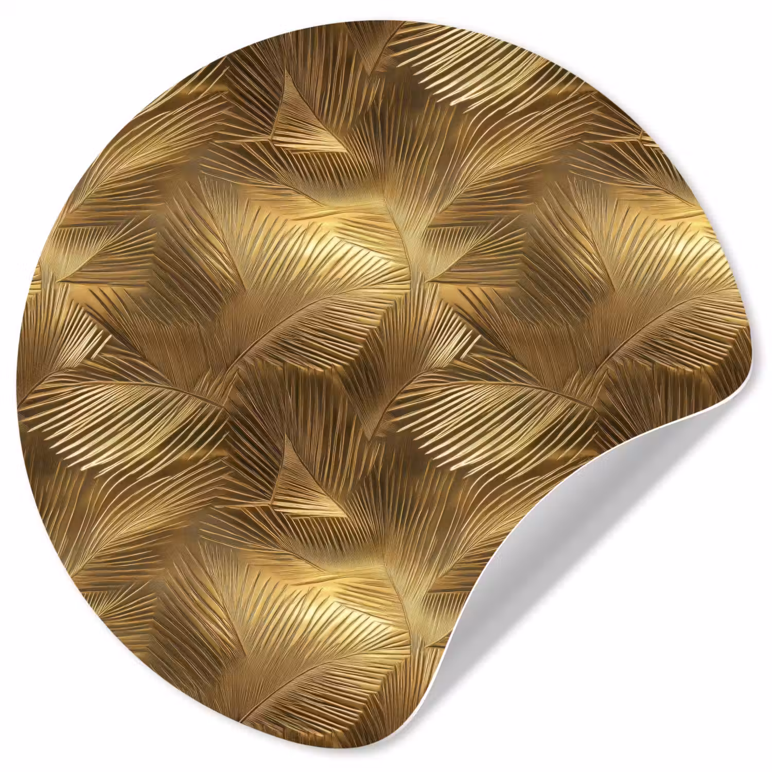 Palm - Waaier - Goud Wandcirkel behangsticker klein 186 -3d