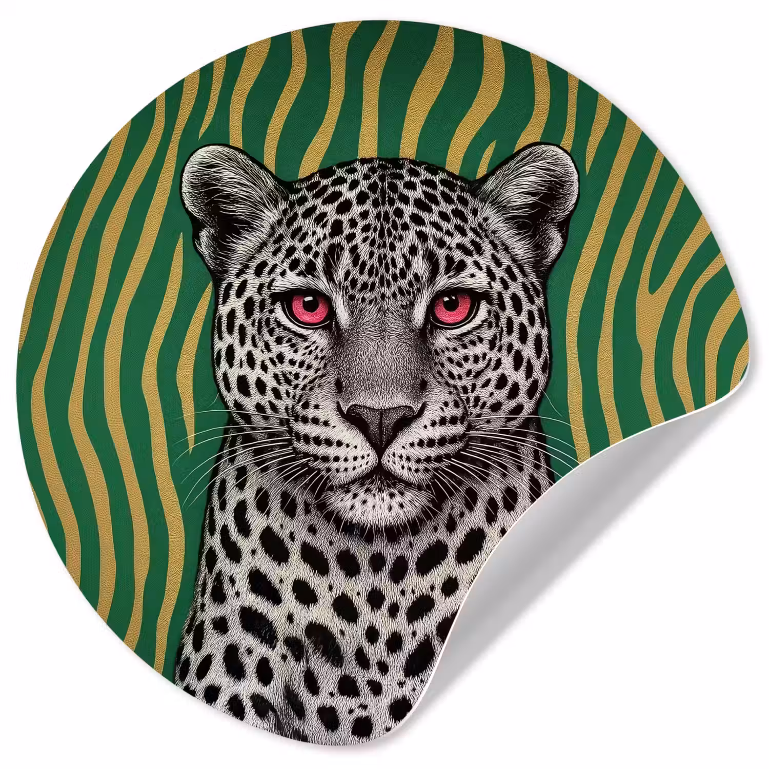 Panter - Zebrapatroon - Groen Wandcirkel behangsticker klein -3d