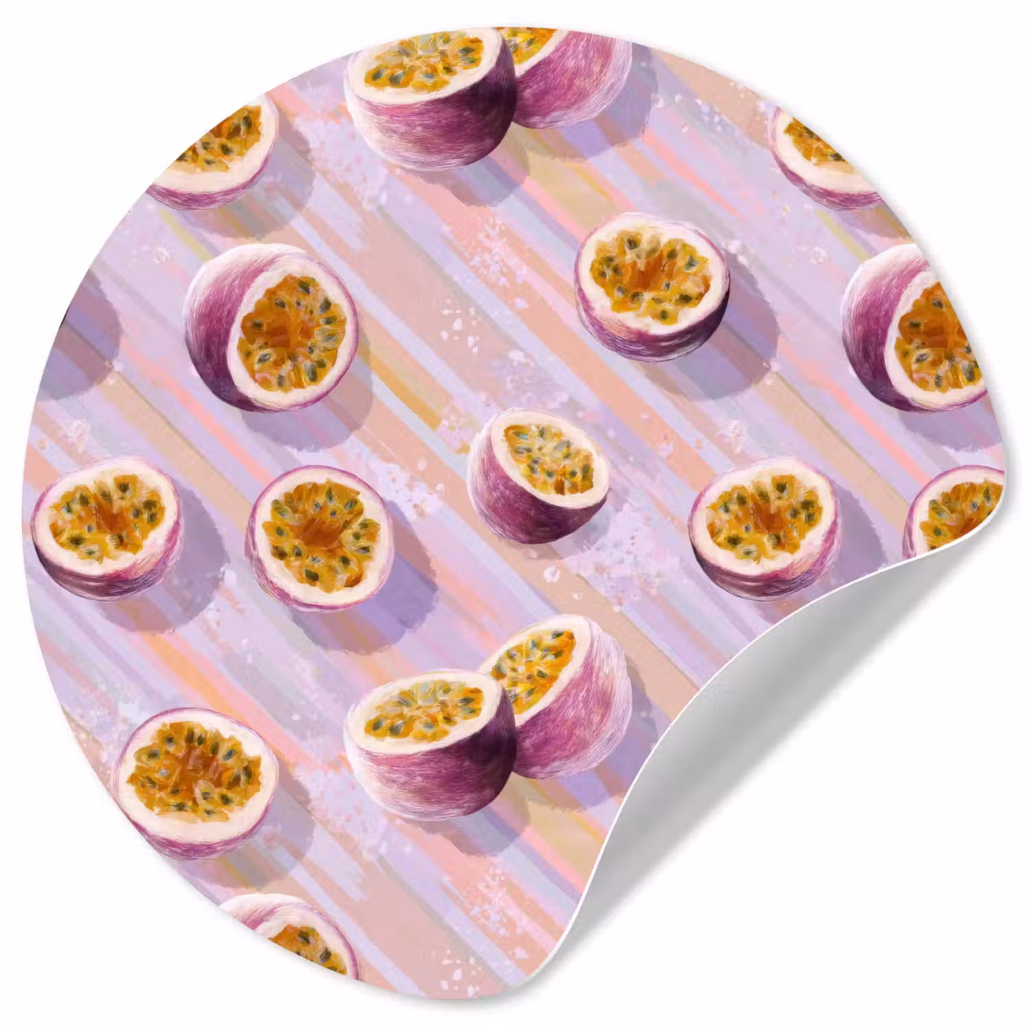 Passievrucht - Tropisch - Paars Wandcirkel behangsticker klein 186 -3d