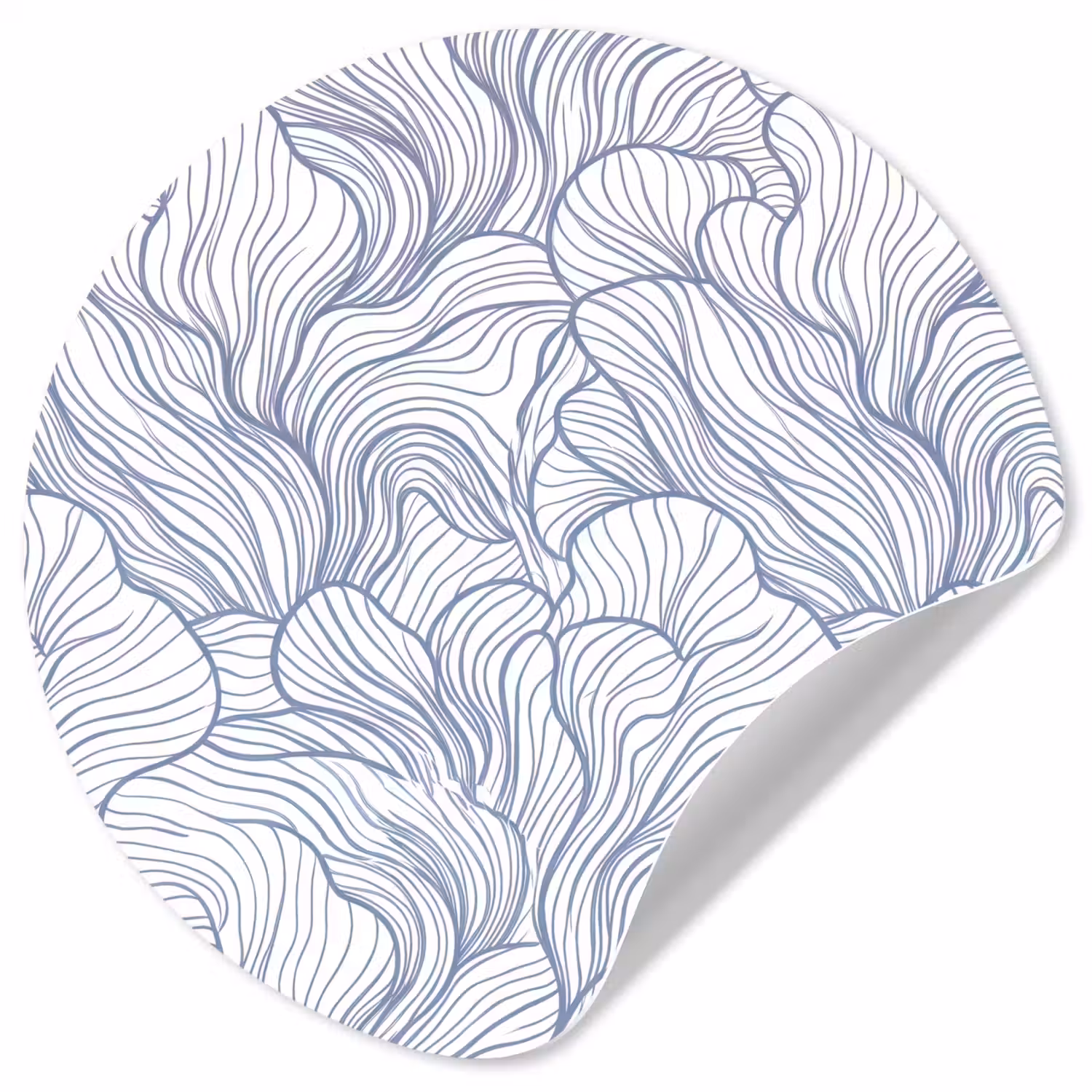Patroon - Lijnen - Organisch - Abstract - Blauw Wandcirkel behangsticker klein -3d