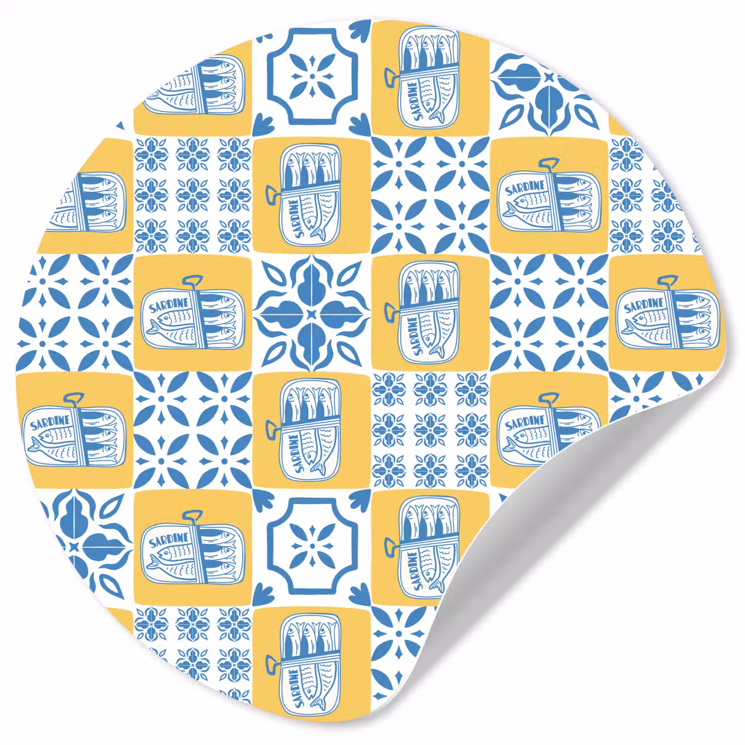 Zee - Geel - Blauw - Wit Wandcirkel behangsticker klein 186 -3d