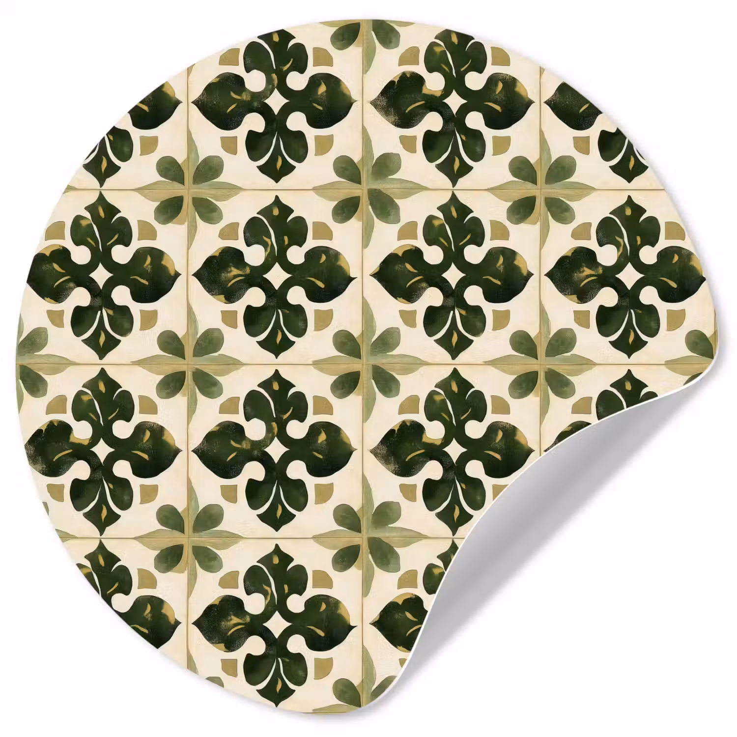 Patroon - Tegel - Groen Wandcirkel behangsticker klein 186 -3d