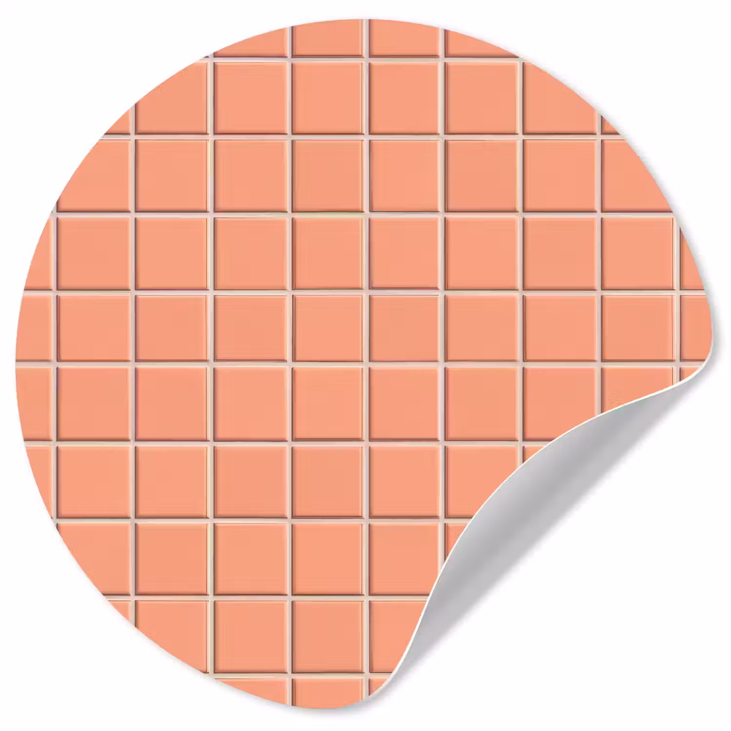 Patroon - Tegels - Perzik Wandcirkel behangsticker klein 186 -3d