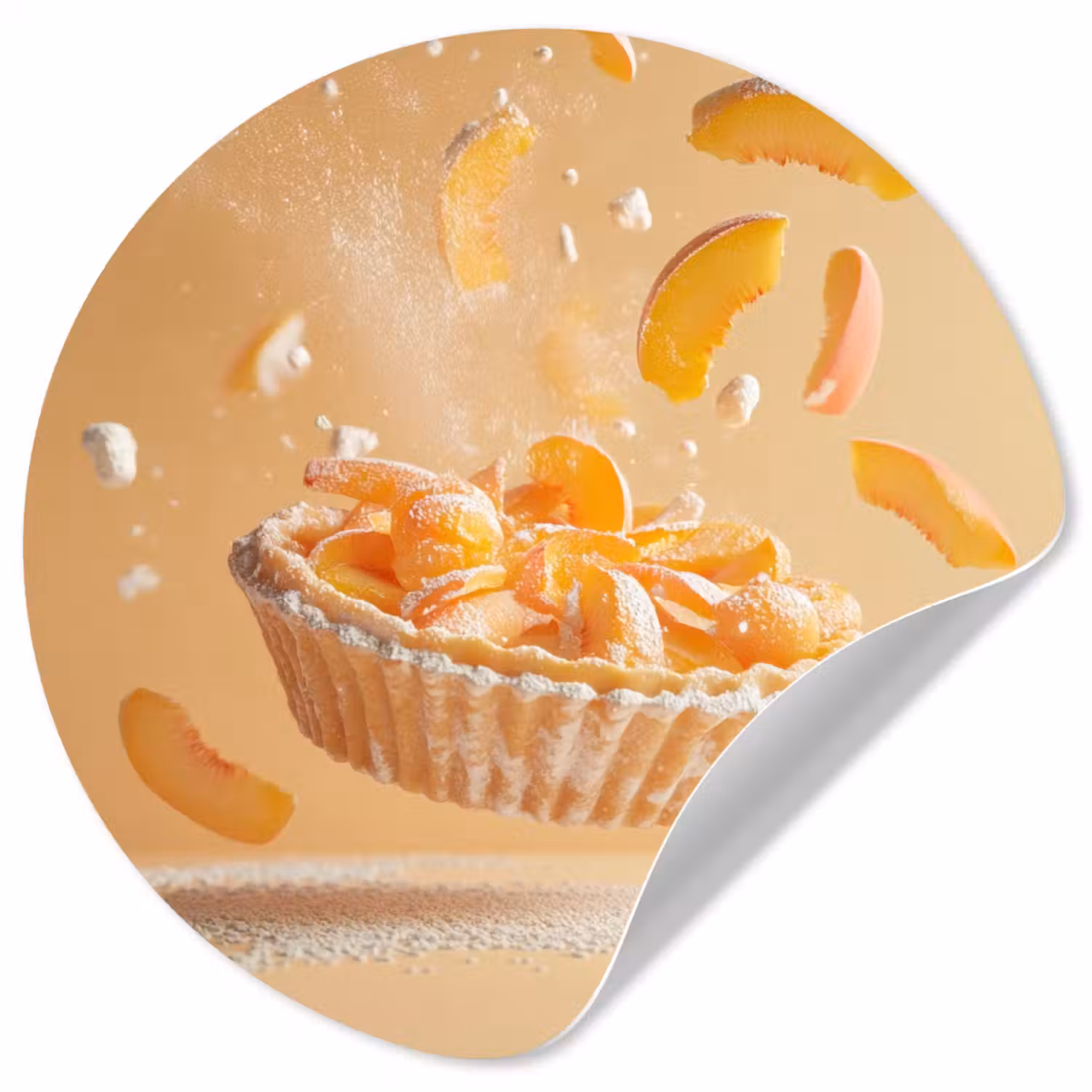 Peach - Eten - Taart - Oranje Wandcirkel behangsticker klein -3d