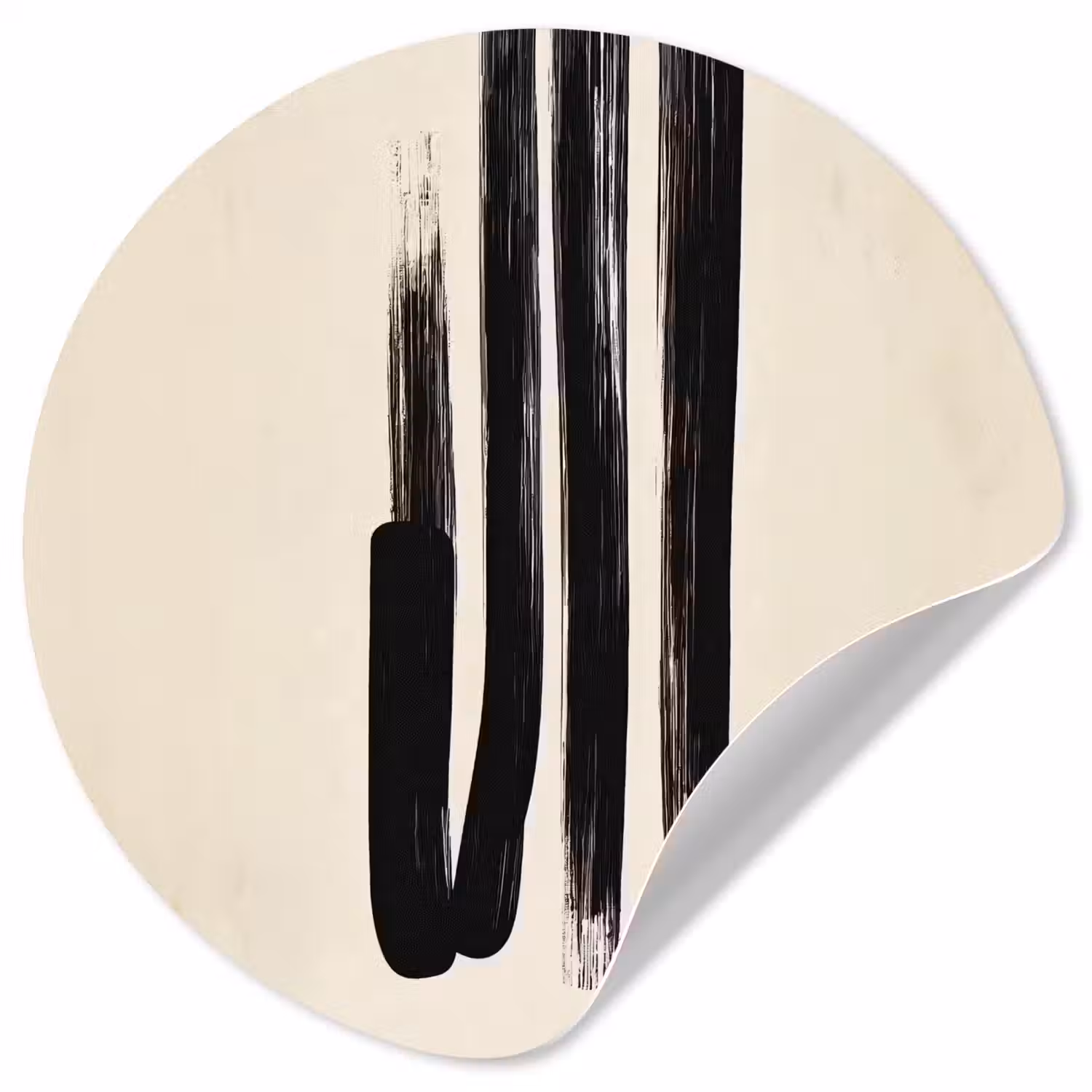 Penseelstreken - Verticaal - Zwart Wandcirkel behangsticker klein -3d