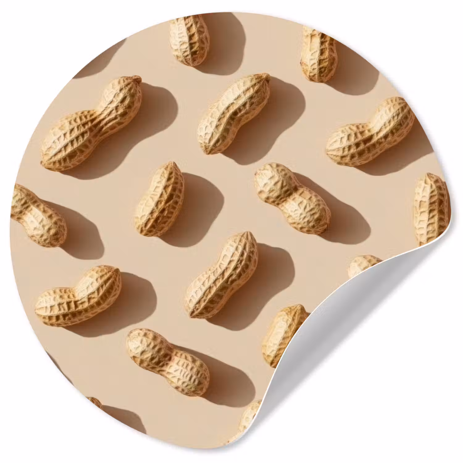 Pinda's - Patroon - Beige Wandcirkel behangsticker klein -3d