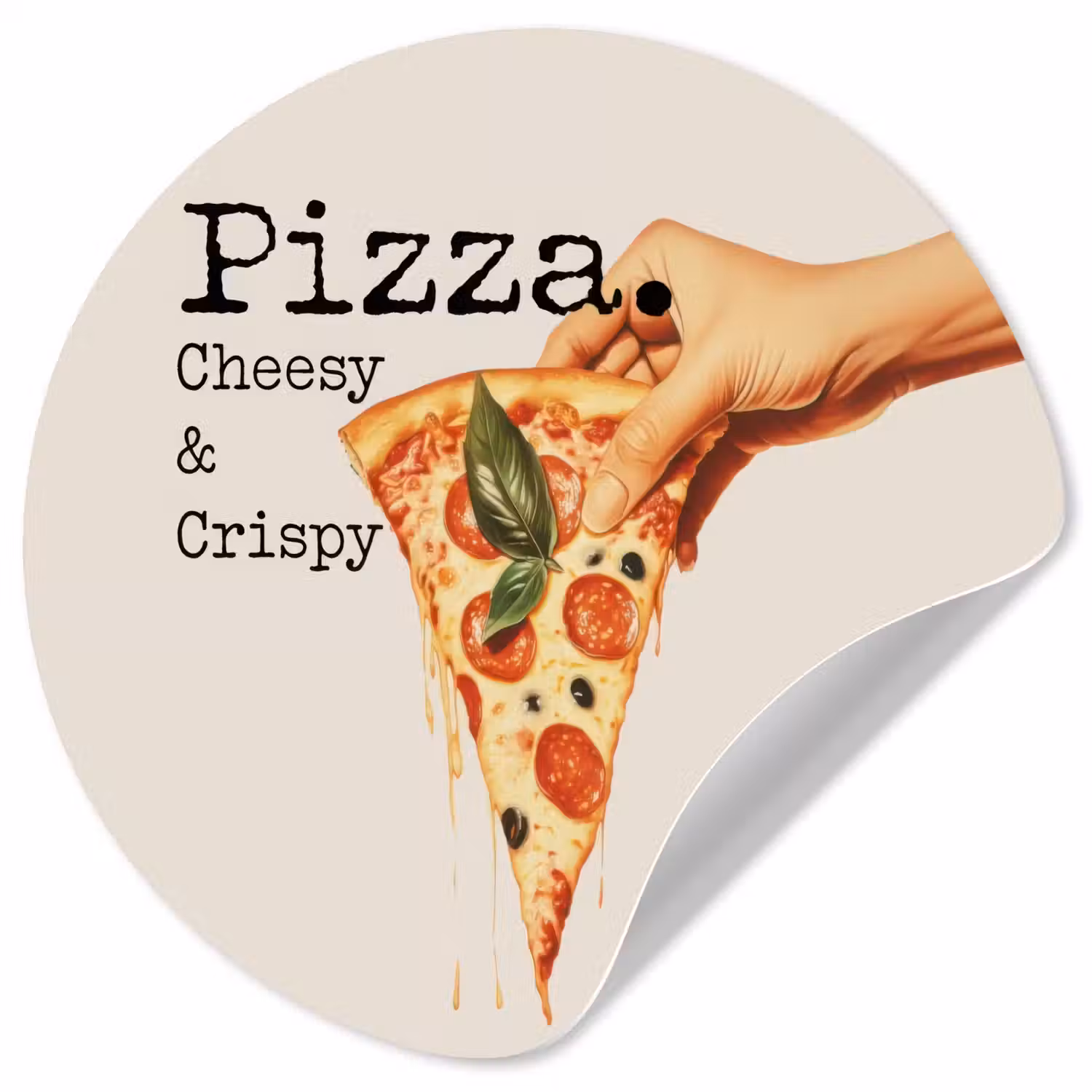 Pizza - Kaas - Pepperoni Wandcirkel behangsticker klein -3d
