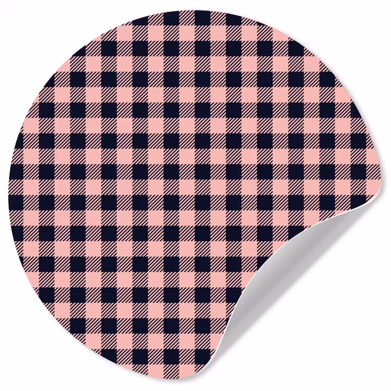 Plaid - Patroon - Roze - Zwart Wandcirkel behangsticker klein 186 -3d