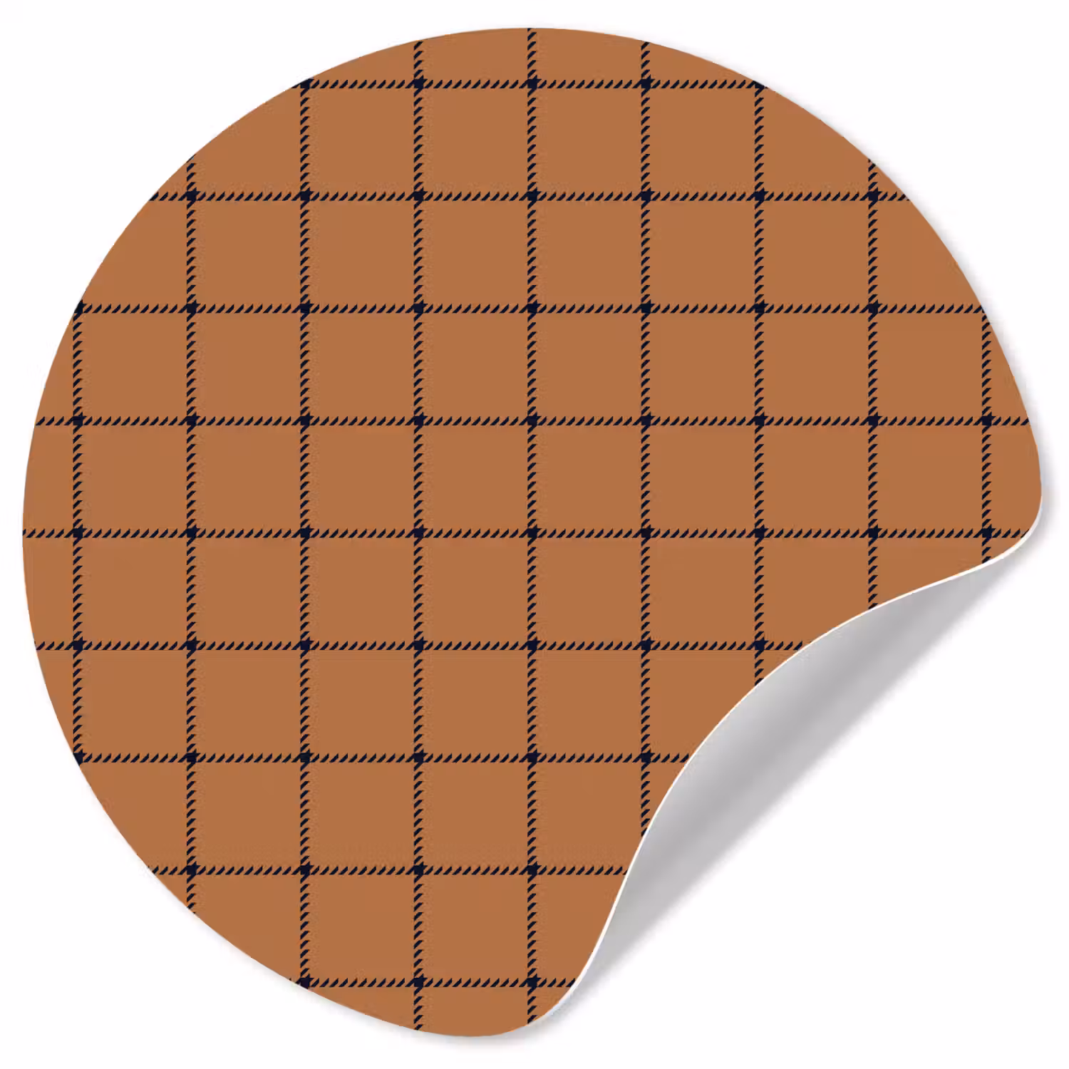 Plaid - Patroon - Vierkant - Bruin Wandcirkel behangsticker klein 186 -3d