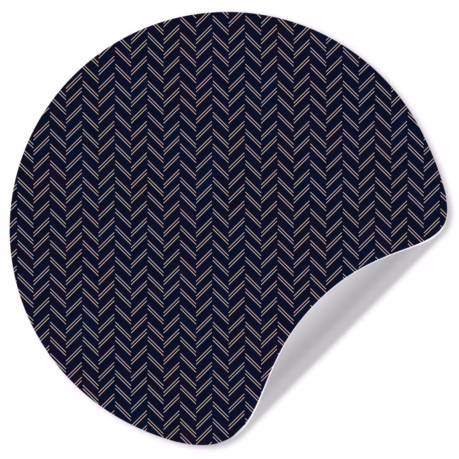 Plaid - Patroon - Visgraad - Blauw Wandcirkel behangsticker klein 186 -3d