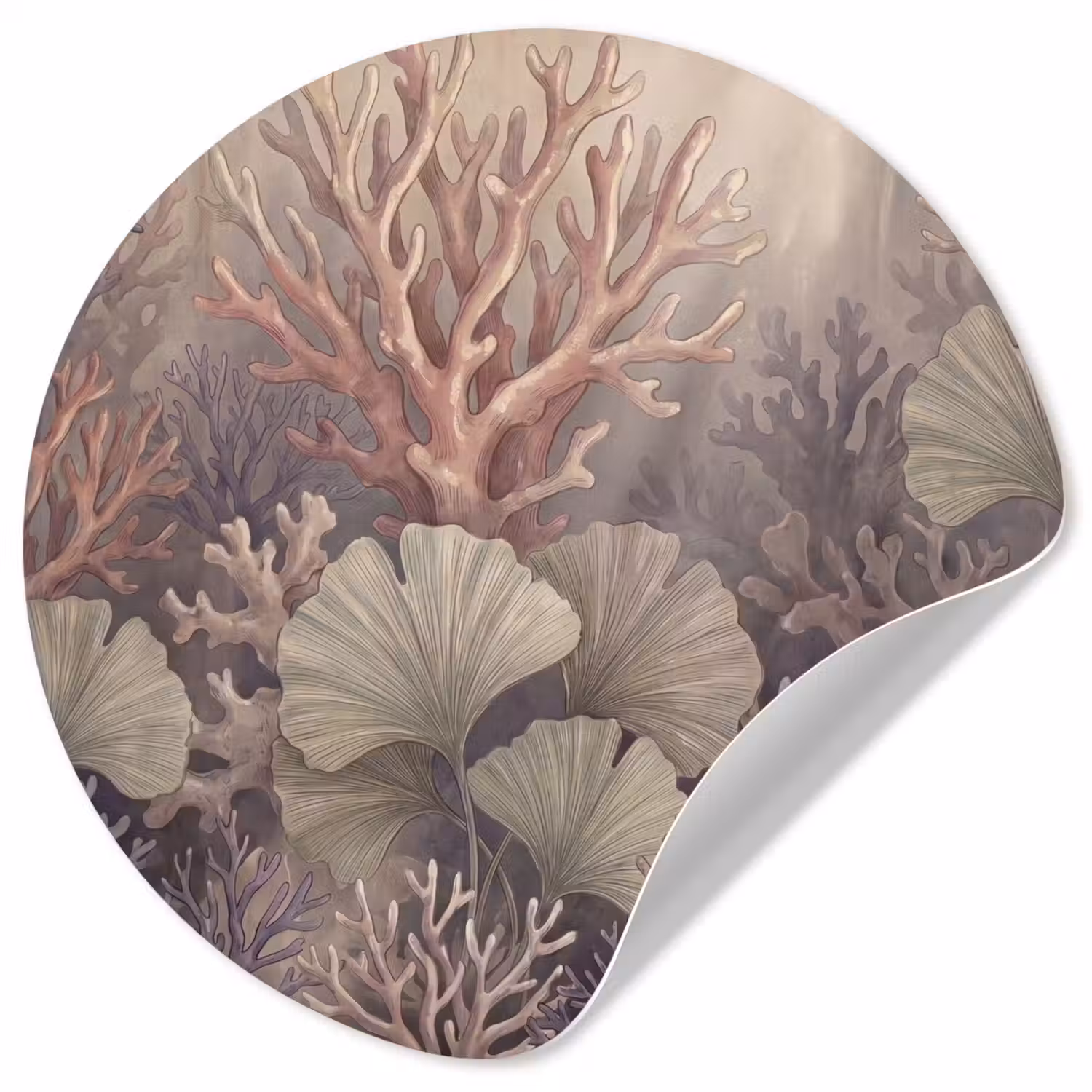 Plant - Bladeren - Zee - Illustratie - Groen Wandcirkel behangsticker klein -3d