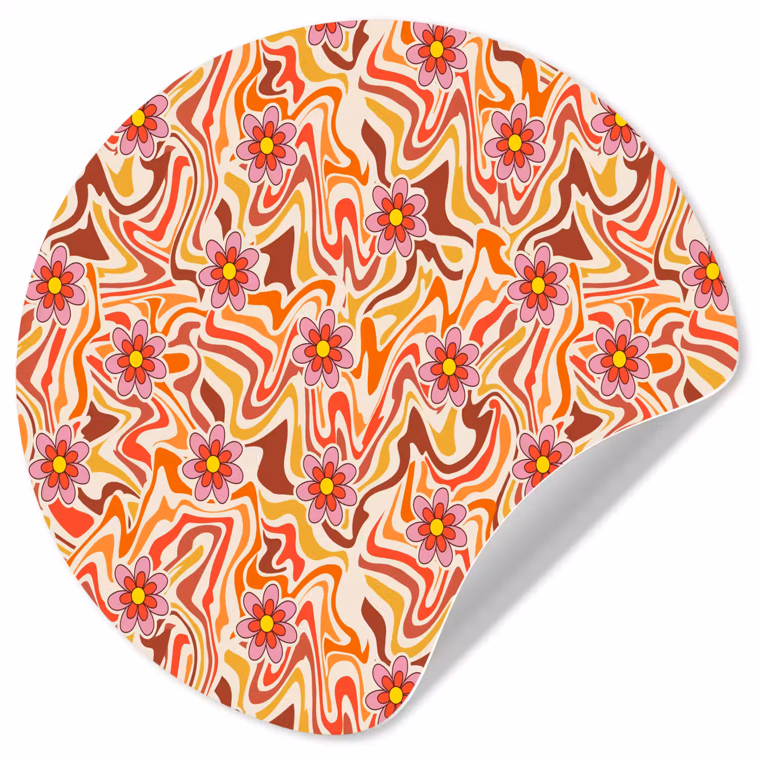 Retro - Bloemen - Patroon Wandcirkel behangsticker klein 186 -3d