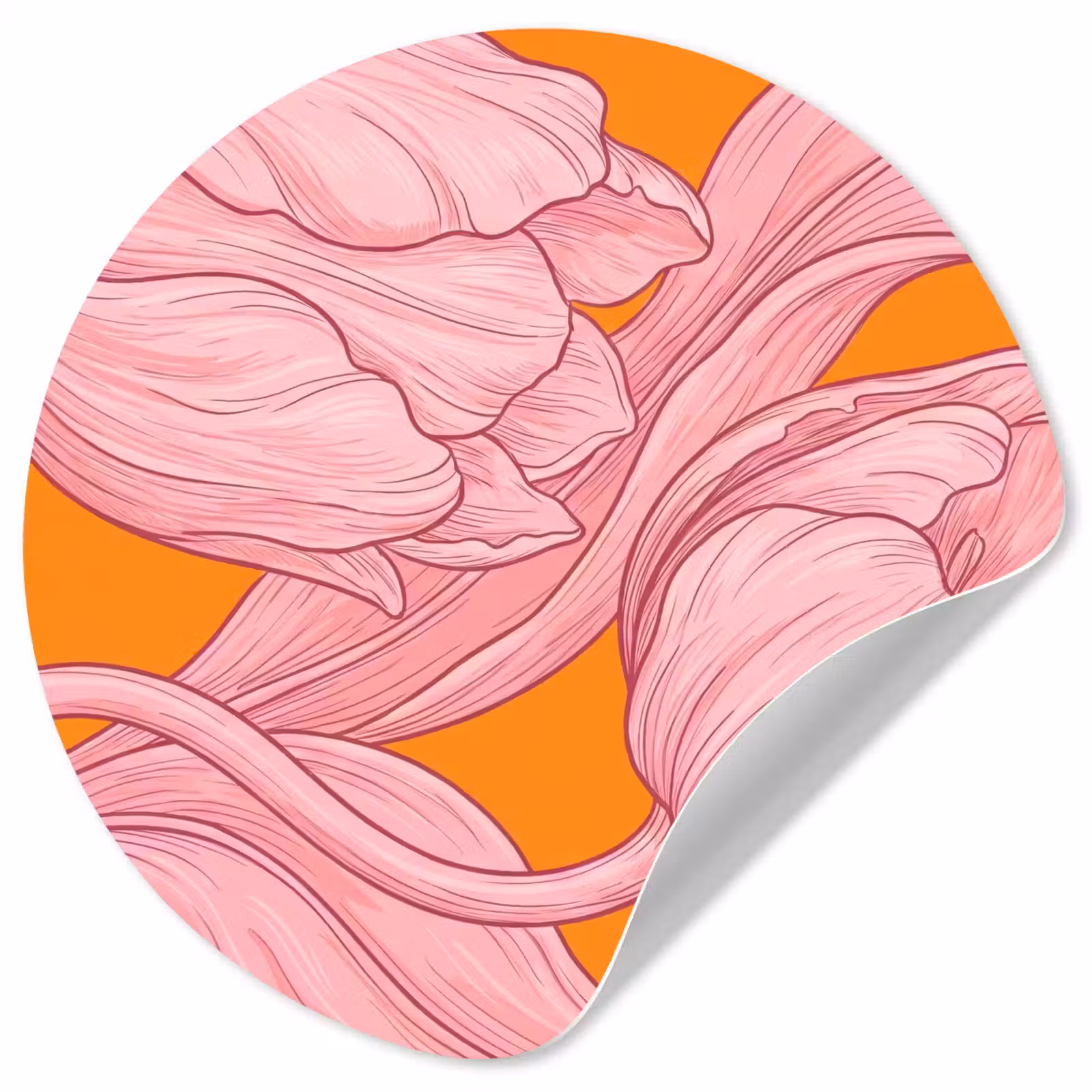 Behangcirkel - Roze bloemen - Modern - Roze bloemen - Modern Wandcirkel behangsticker klein