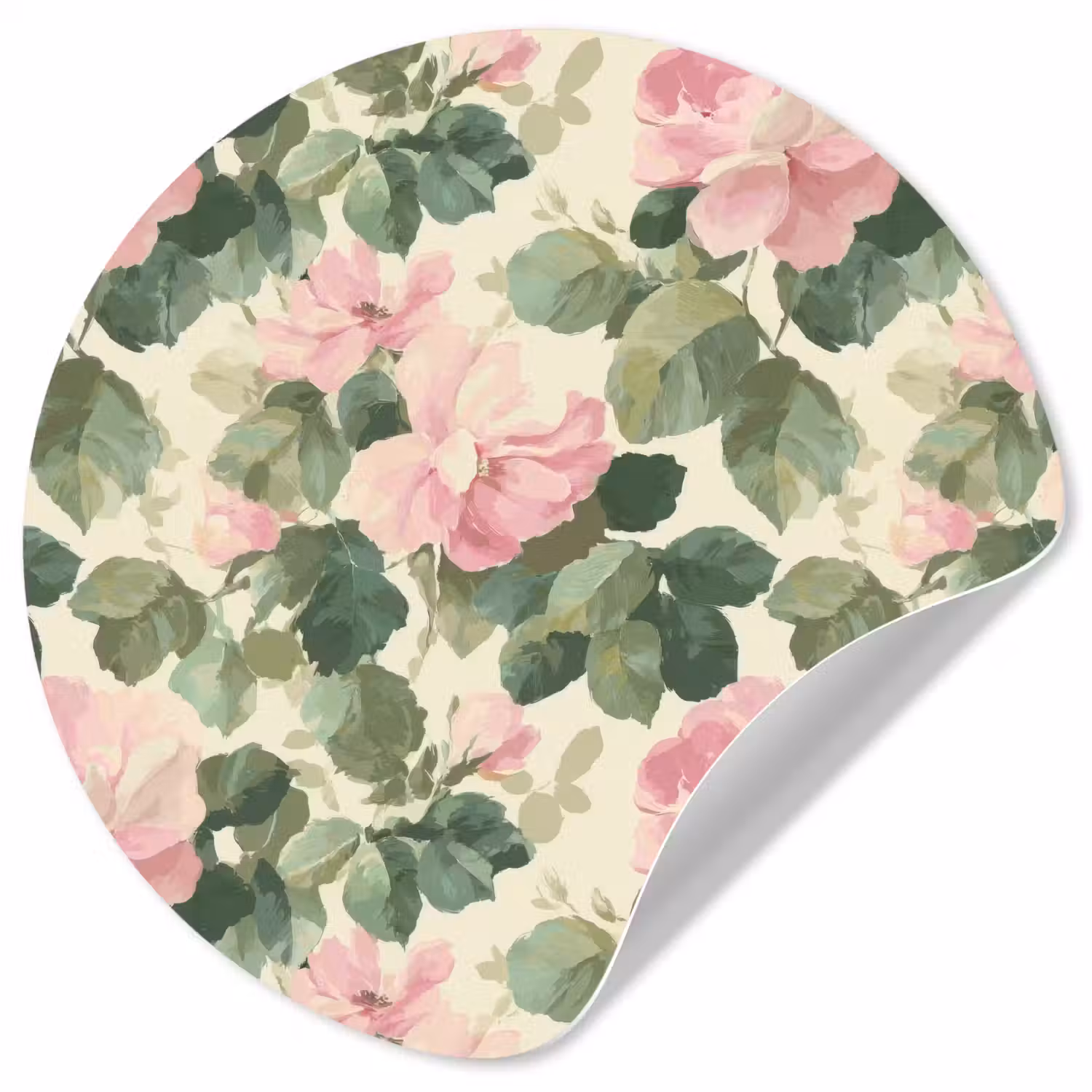 Rozen - Botanisch - Roze Wandcirkel behangsticker klein 186 -3d
