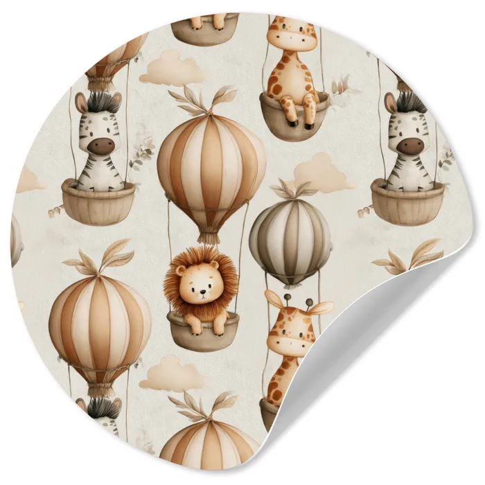 Safari - Luchtballonen - Taupe Wandcirkel behangsticker klein 186 -3d