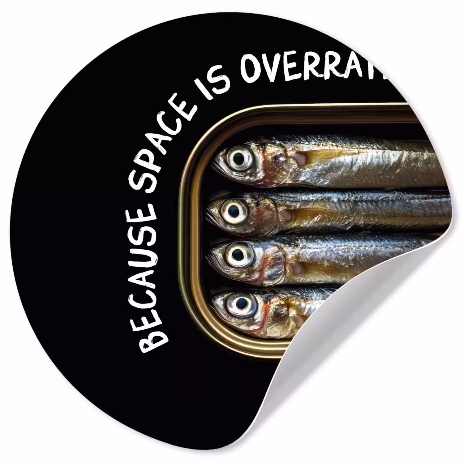 Sardines - Tekst - Vis - Blik Wandcirkel behangsticker klein -3d