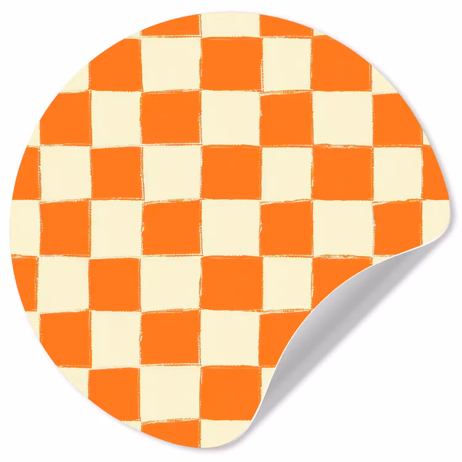 Schaak - Patroon - Oranje Wandcirkel behangsticker klein 186 -3d