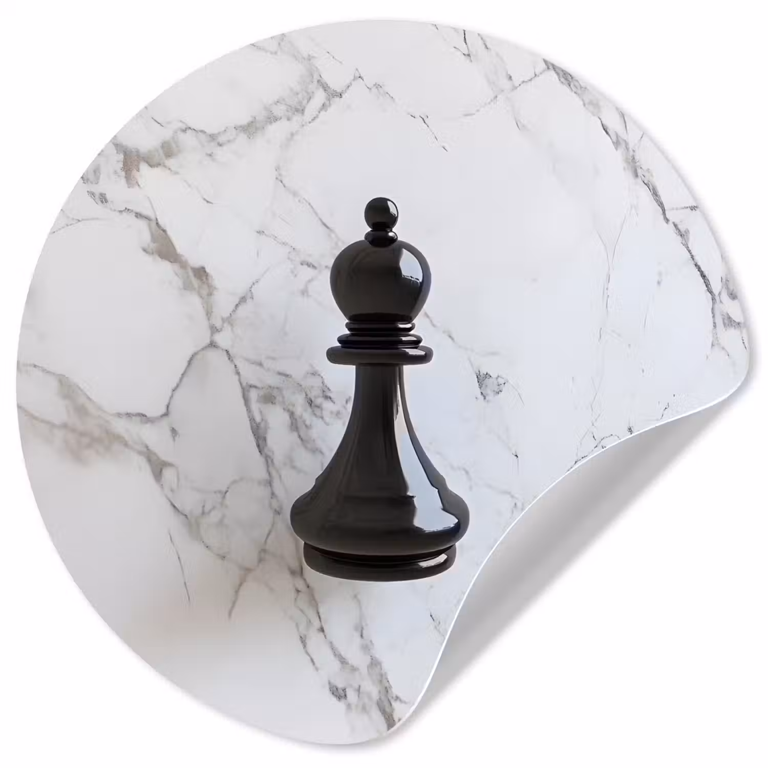 Schaakstuk - Loper - Zwart - Marmer Wandcirkel behangsticker klein -3d