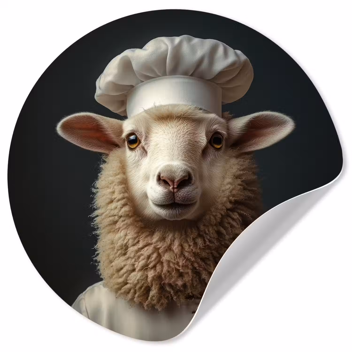 Schaap - Wol - Kok Wandcirkel behangsticker klein -3d