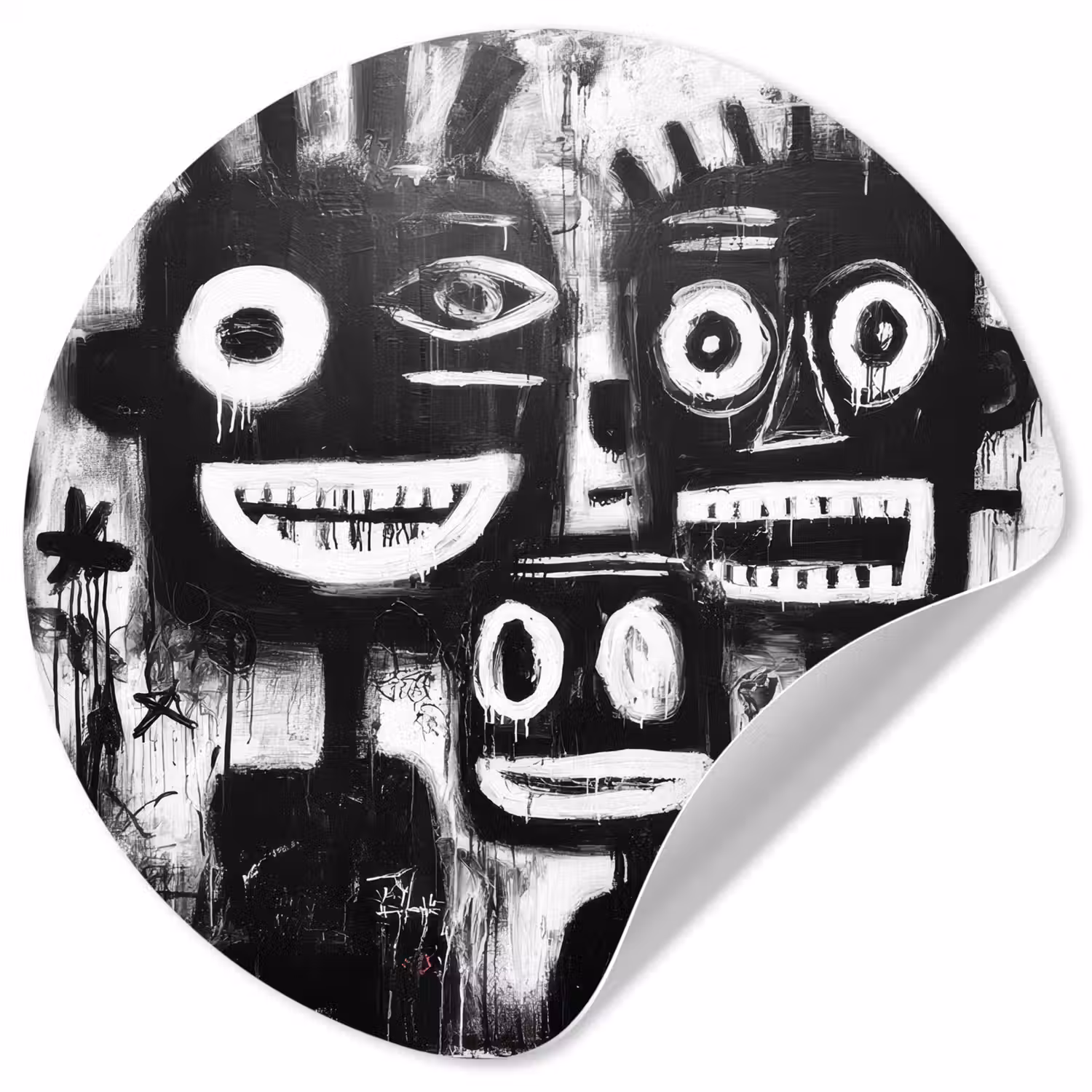 Schilderij - Figuren - Zwart - Abstract Wandcirkel behangsticker klein -3d