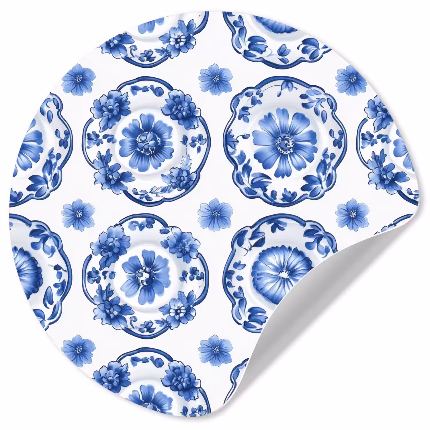 Sierborden - Bloemen - Blauw Wandcirkel behangsticker klein 186 -3d