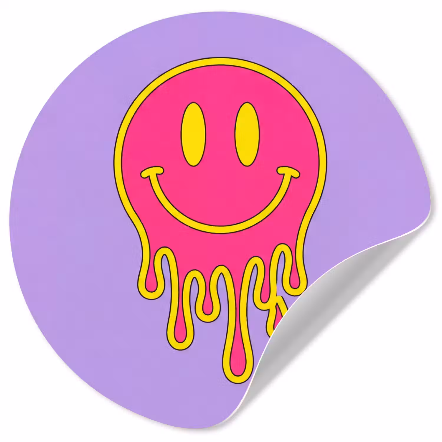Smiley - Drip - Neon Wandcirkel behangsticker klein -3d