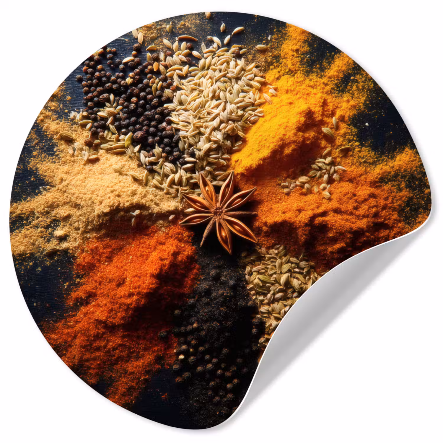 Specerijen - Explosie - Oranje Wandcirkel behangsticker klein -3d