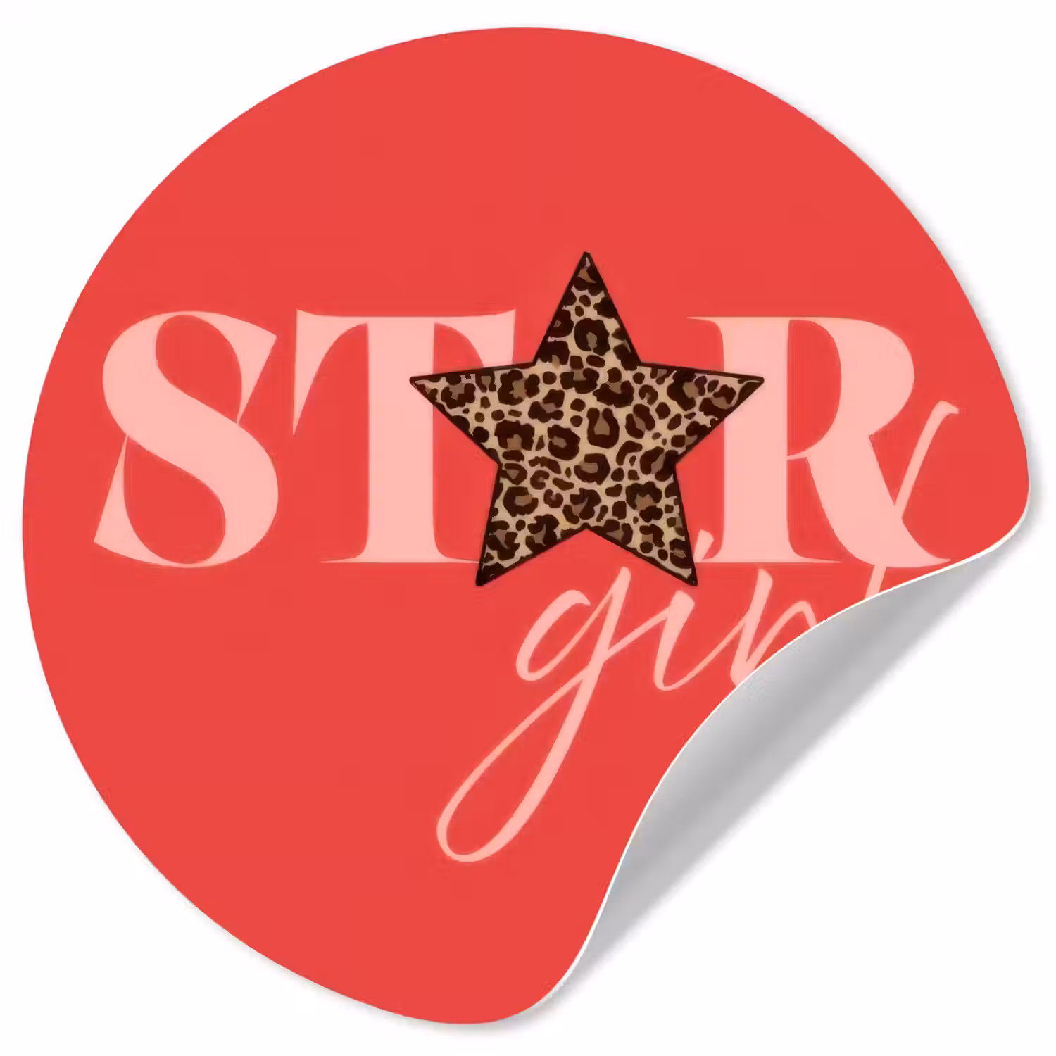 Star girl - Rood - Panter - Ster Wandcirkel behangsticker klein -3d