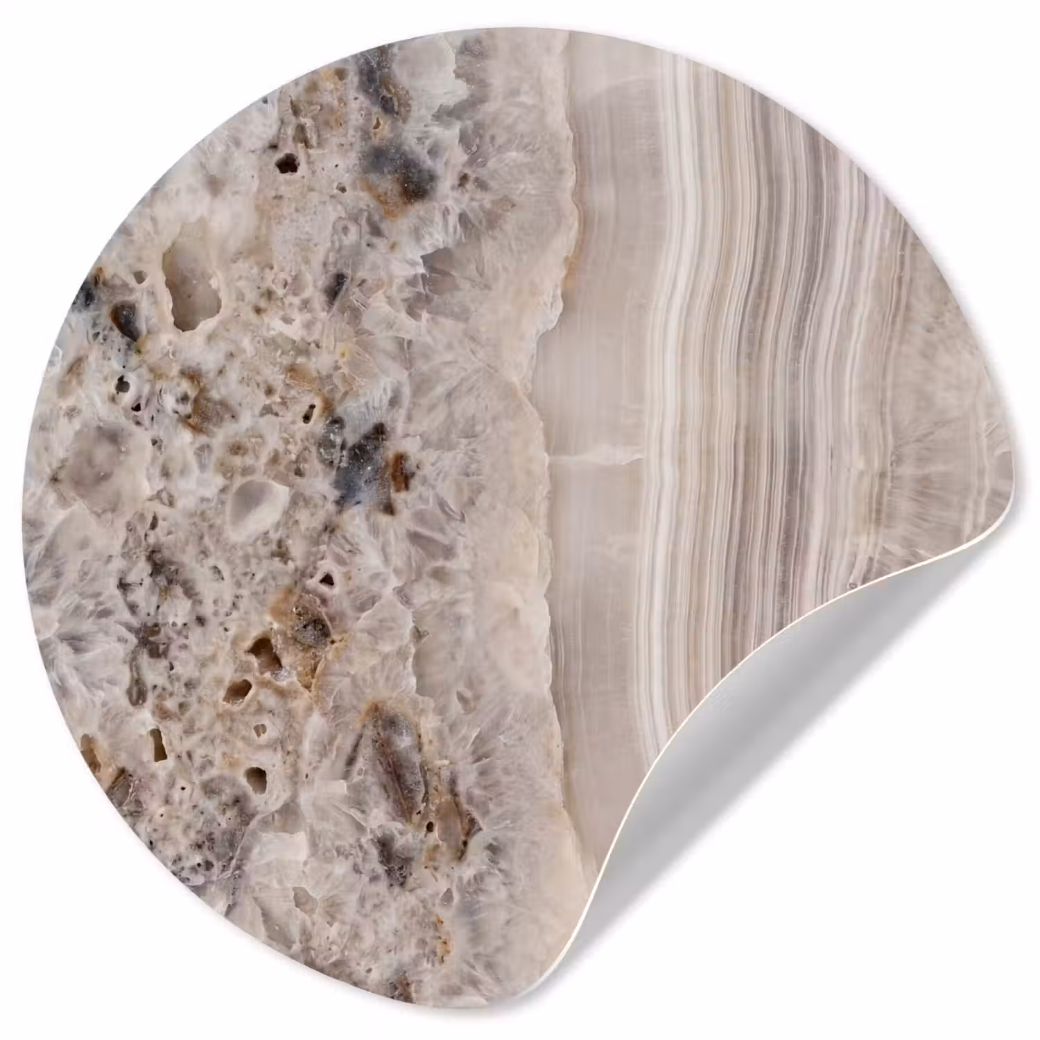 Steen - Textuur - Abstract - Beige - Wit Wandcirkel behangsticker klein -3d