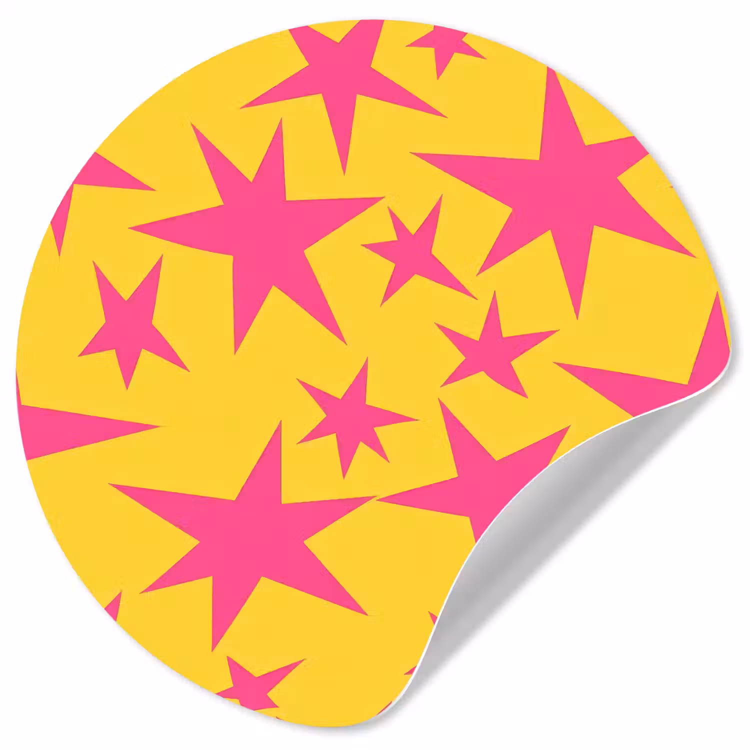 Sterren - Patroon - Roze - Geel Wandcirkel behangsticker klein 186 -3d