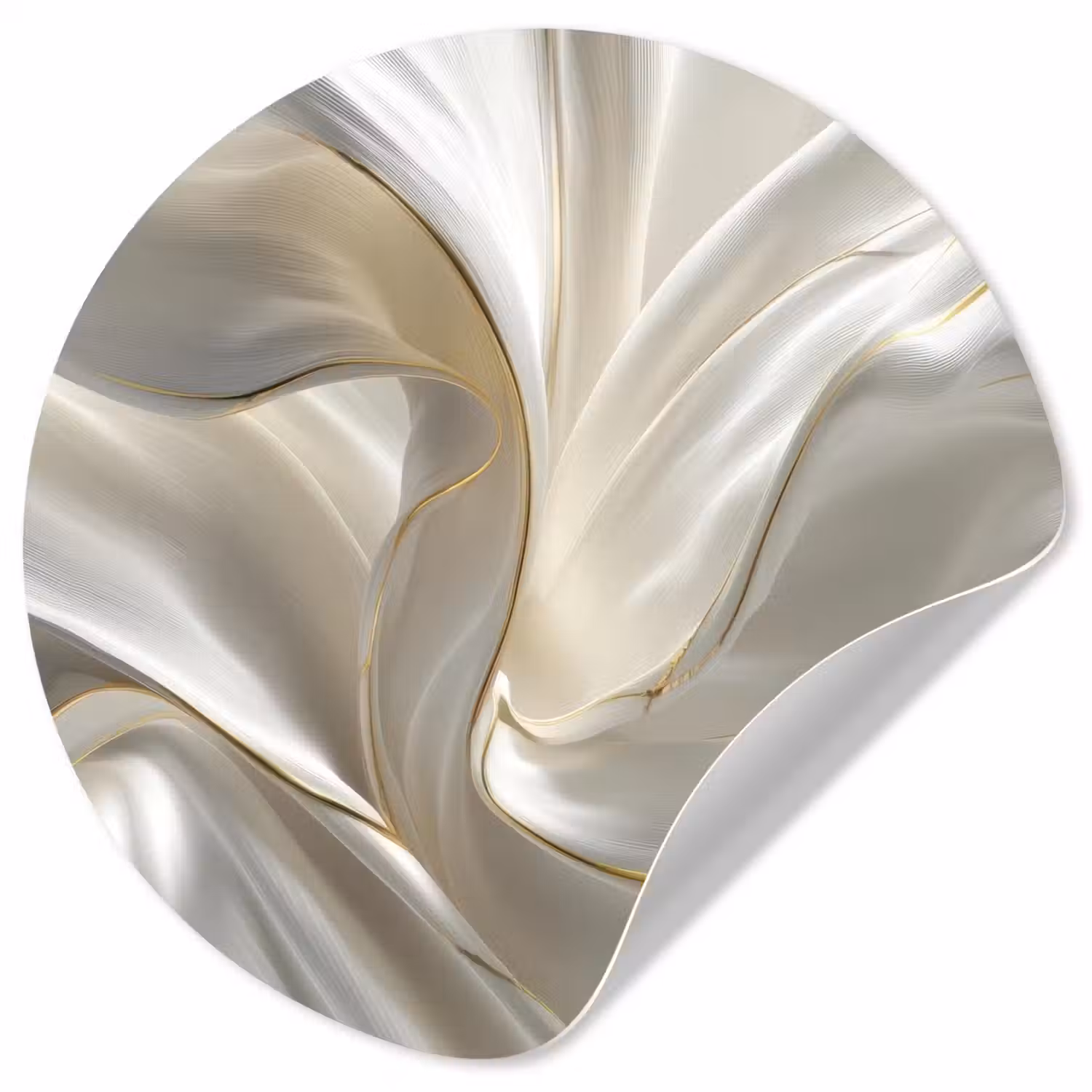 Stof - Plooien - Goud Wandcirkel behangsticker klein -3d