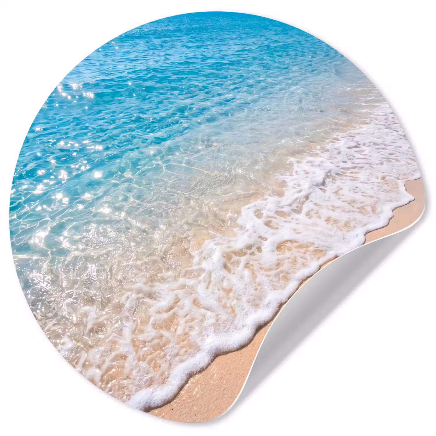 Strand - Water - Natuur - Blauw - Beige Wandcirkel behangsticker klein -3d
