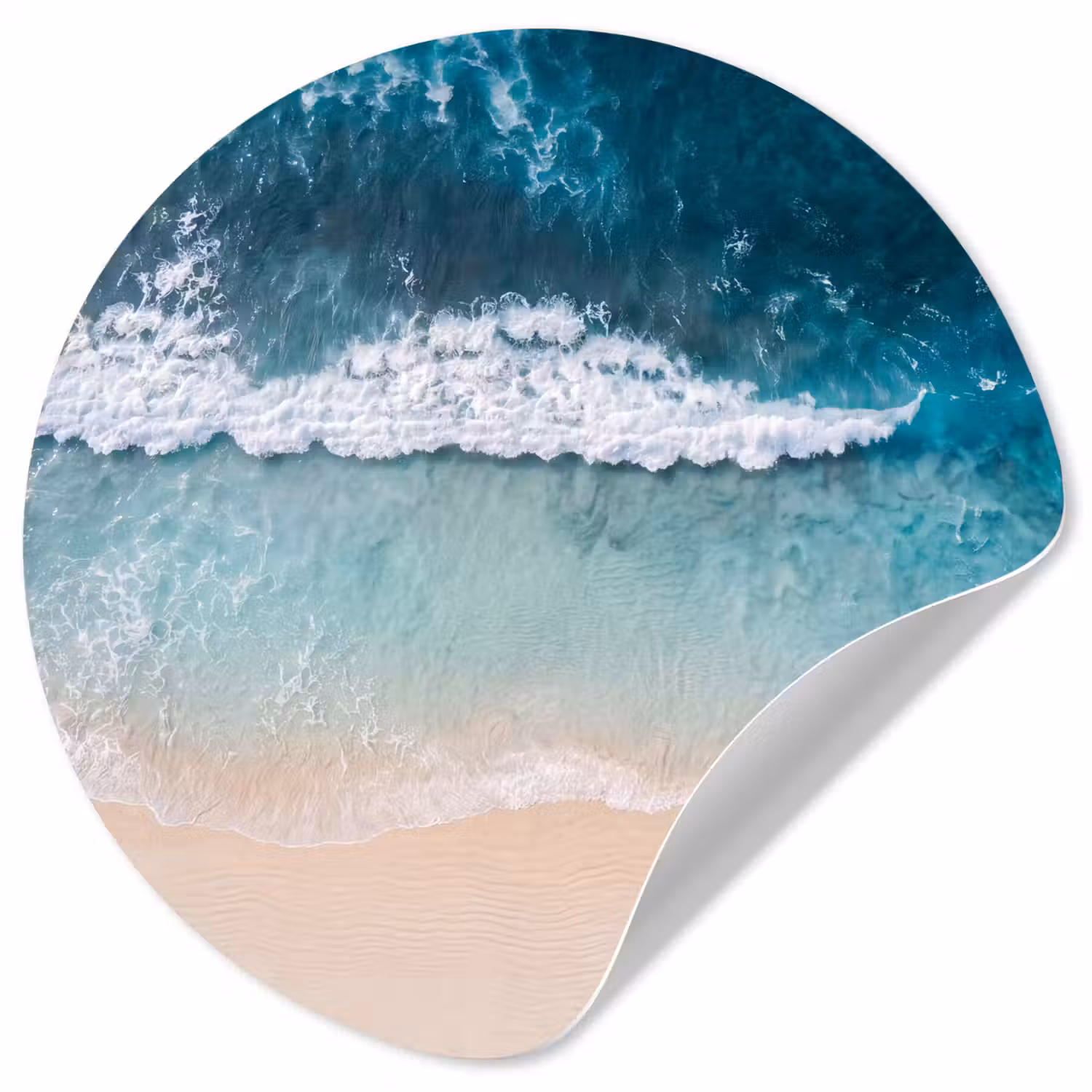 Strand - Zee - Golven - Natuur - Blauw Wandcirkel behangsticker klein -3d