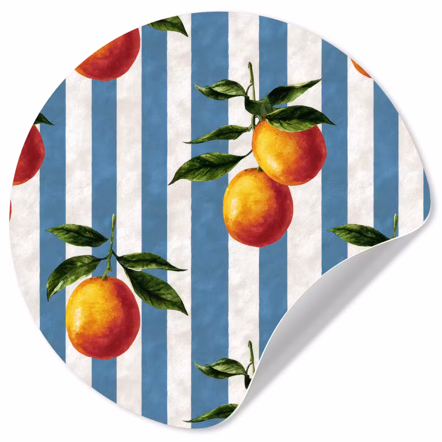 Strepen - Citroen - Blauw Wandcirkel behangsticker klein 186 -3d
