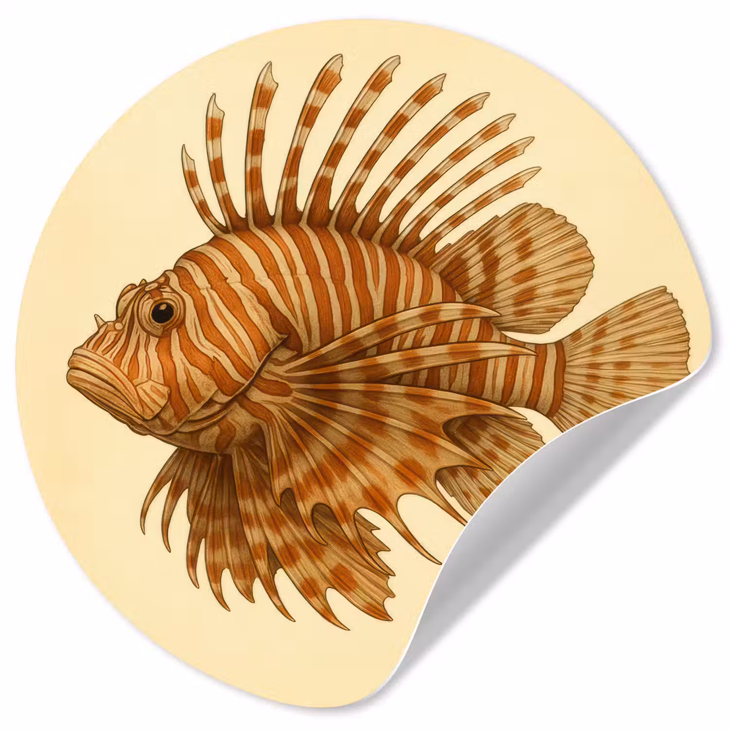 Strepen - Vis - Rond - Stekels Wandcirkel behangsticker klein -3d