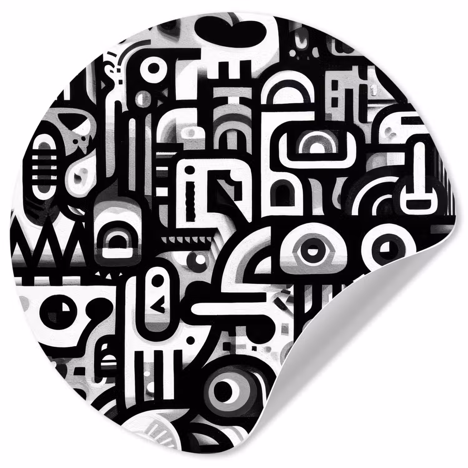 Symbolen - Abstract - Grafisch - Zwart Wandcirkel behangsticker klein -3d