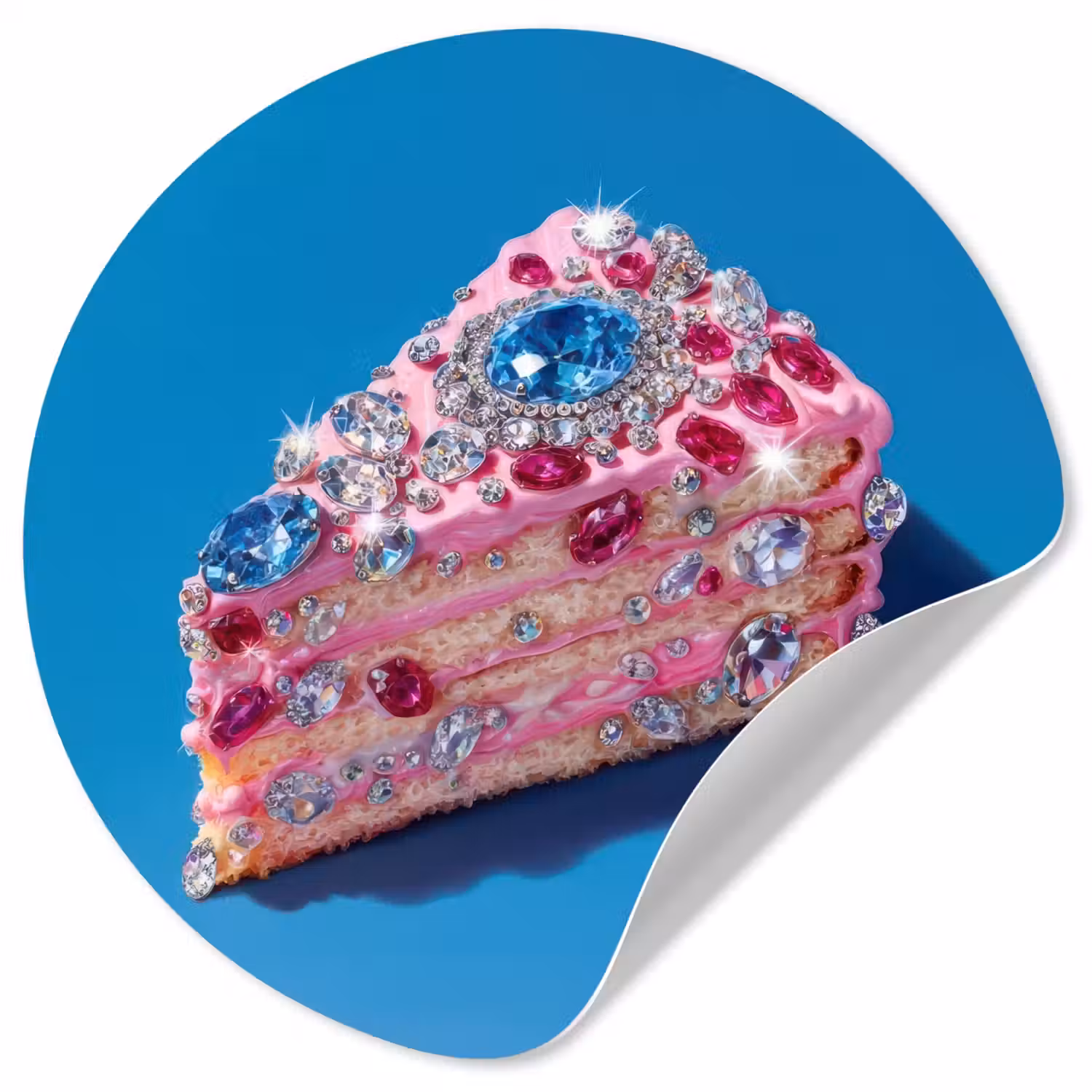 Taart - Edelstenen - Glitters - Roze Wandcirkel behangsticker klein -3d