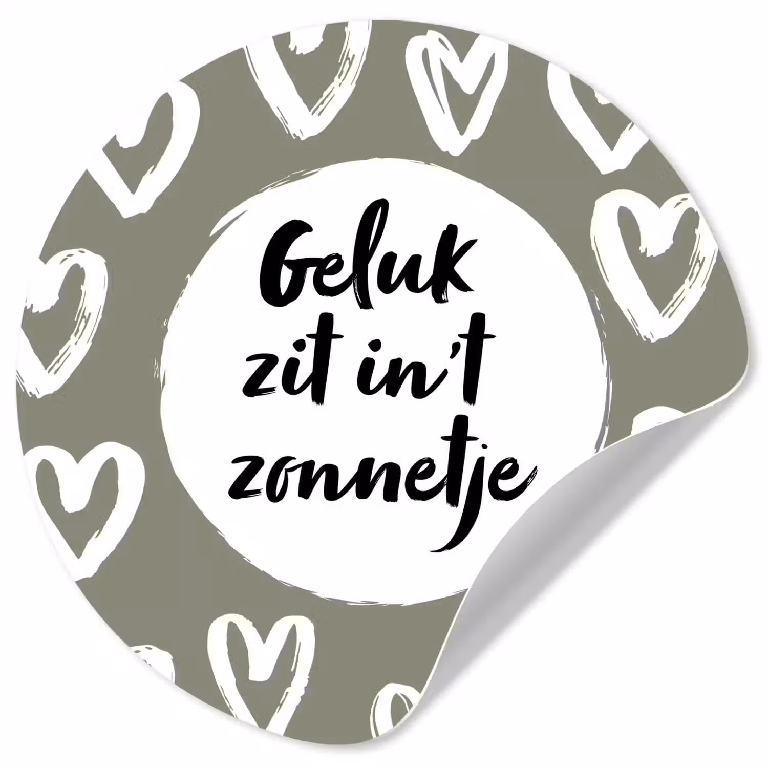 Tekst - geluk zit in 't zonnetje - Quotes - Geluk - Zon Wandcirkel behangsticker klein -3d