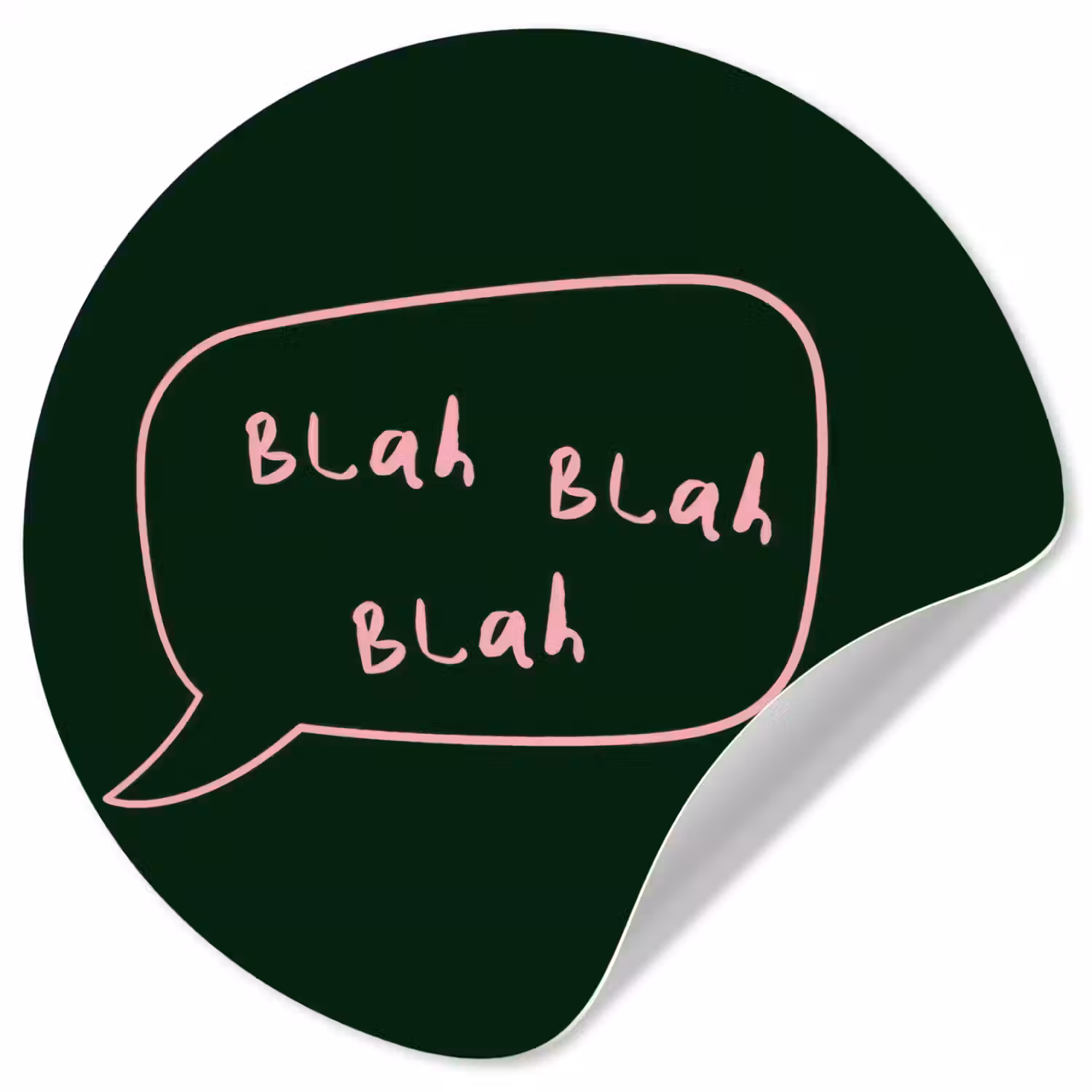 Tekstwolkje - Donkergroen - BLAH BLAH BLAH Wandcirkel behangsticker klein -3d
