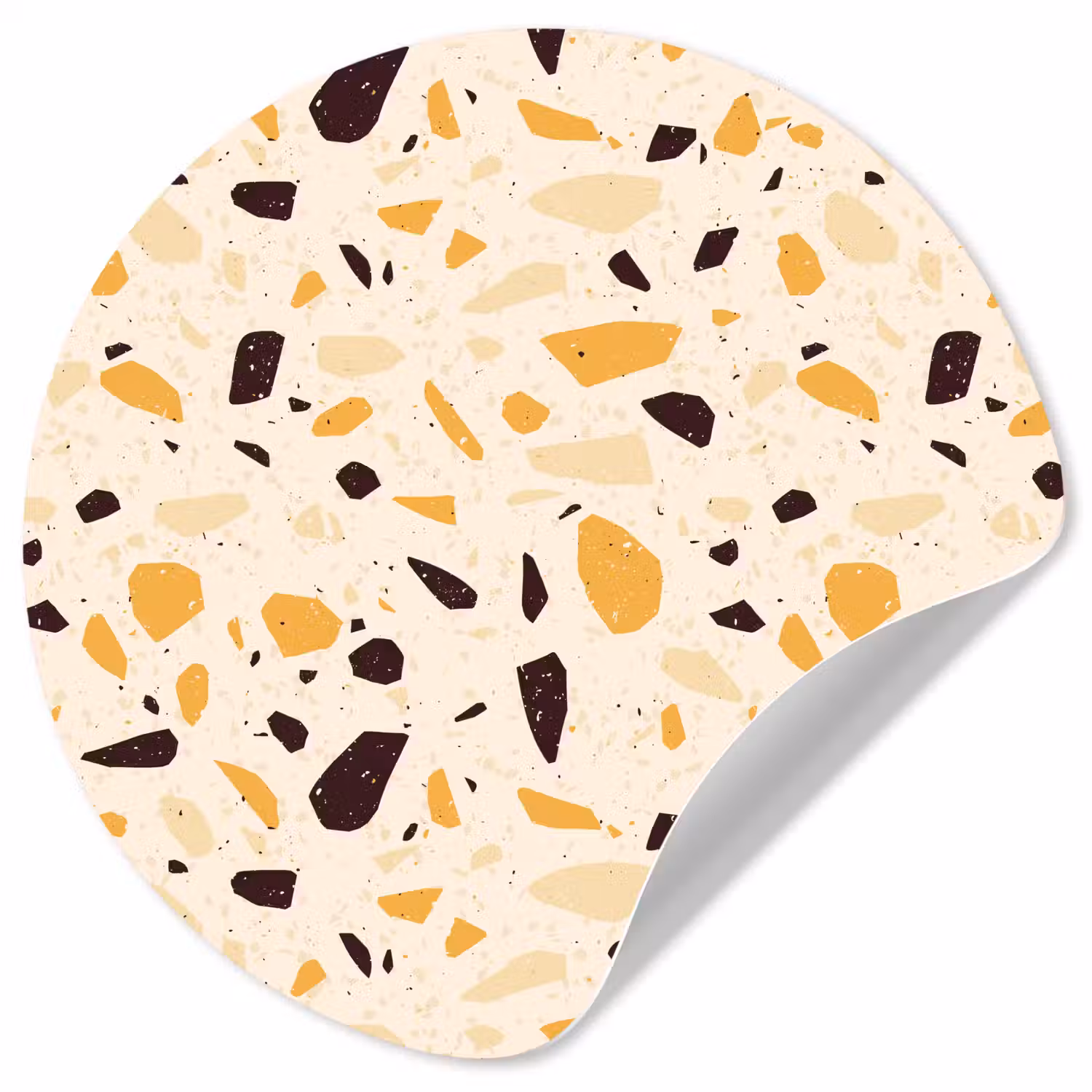 Terrazzo - Patroon - Geel - Wandcirkel behangsticker klein 186 -3d