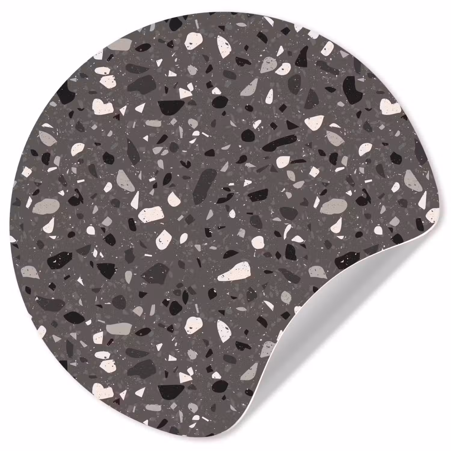 Terrazzo - Patroon - Grijs Wandcirkel behangsticker klein 186 -3d