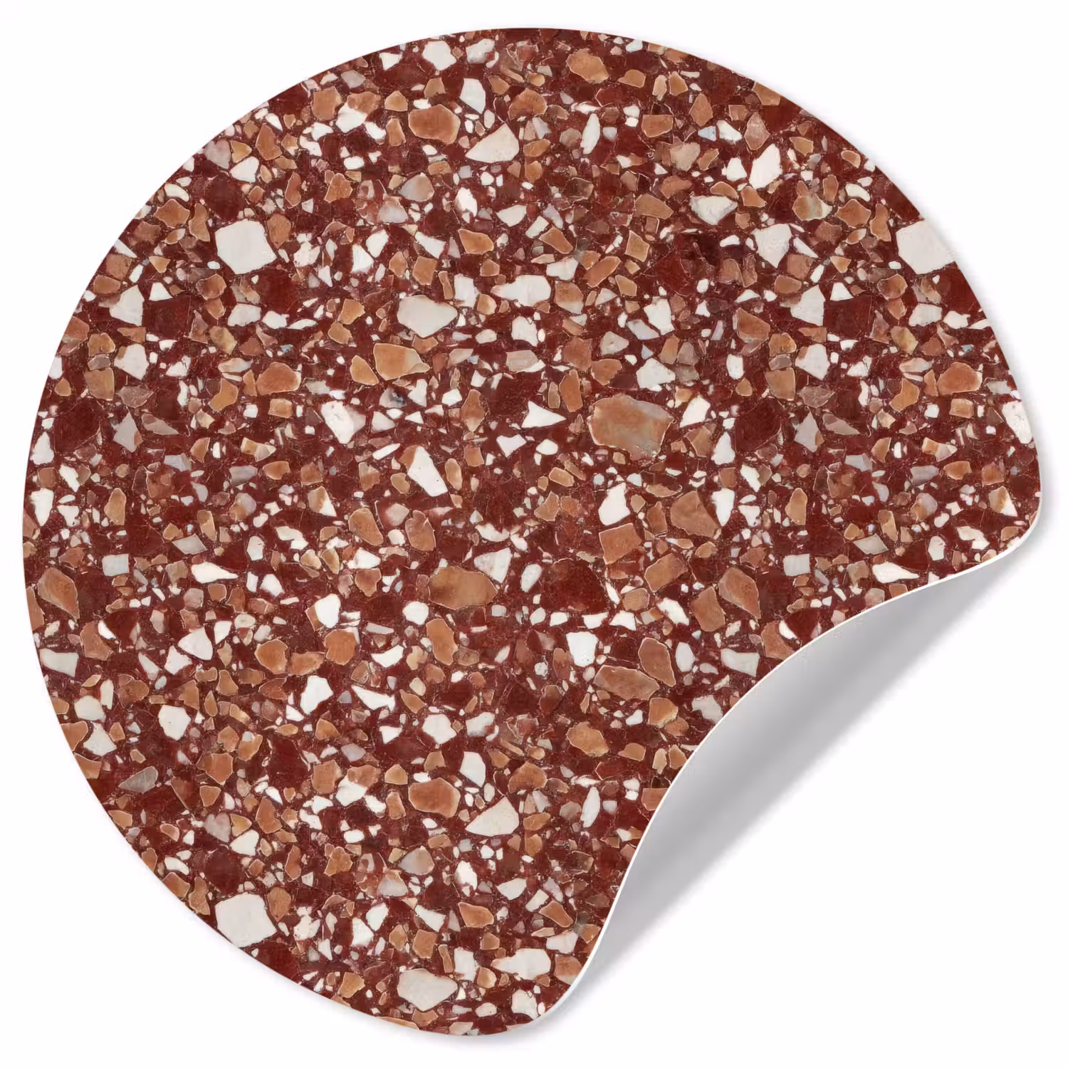 Terrazzo - Patroon - Steentextuur - Roodbruin Wandcirkel behangsticker klein 186 -3d