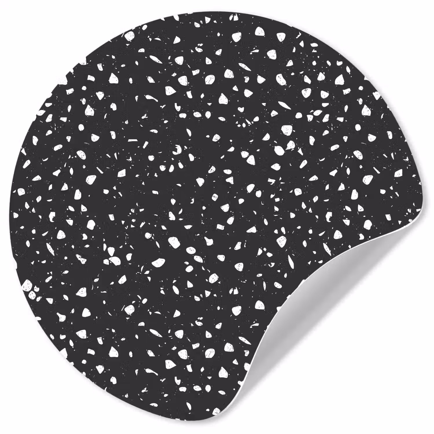 Terrazzo - Patroon - Zwart - Wit Wandcirkel behangsticker klein 186 -3d