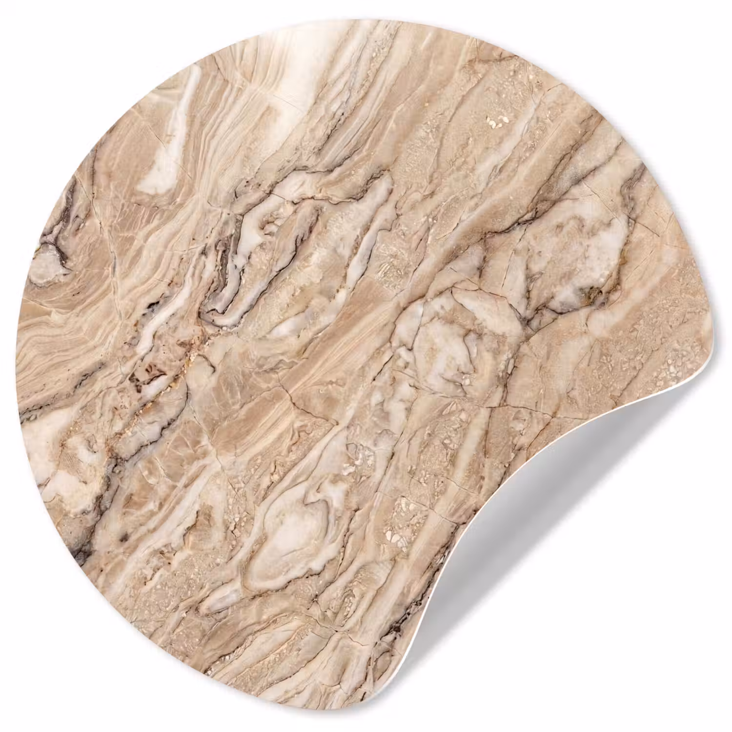 Textuur - Aders - Abstract - Modern - Beige Wandcirkel behangsticker klein -3d