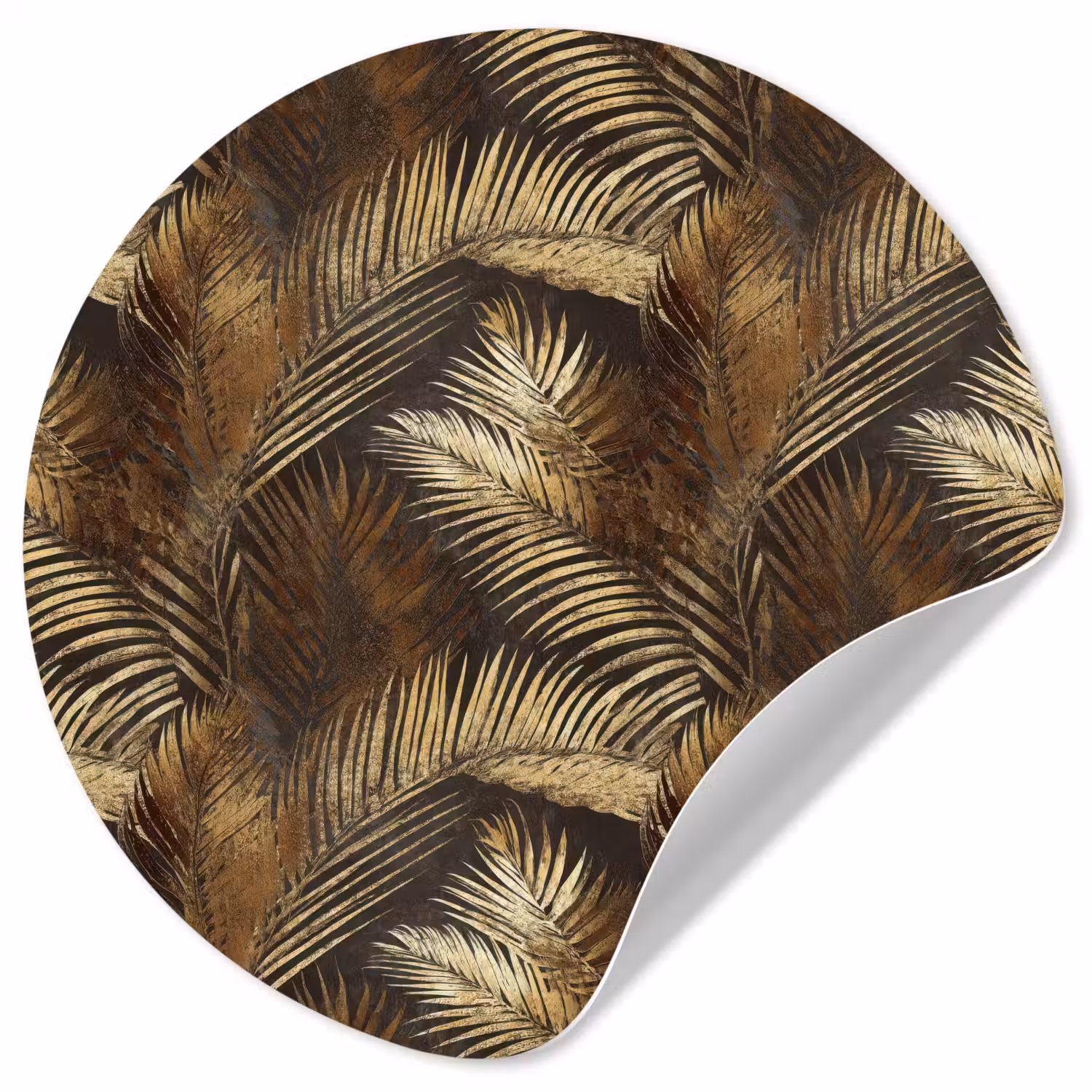 Tropisch - Bladeren - Goud Wandcirkel behangsticker klein 186 -3d