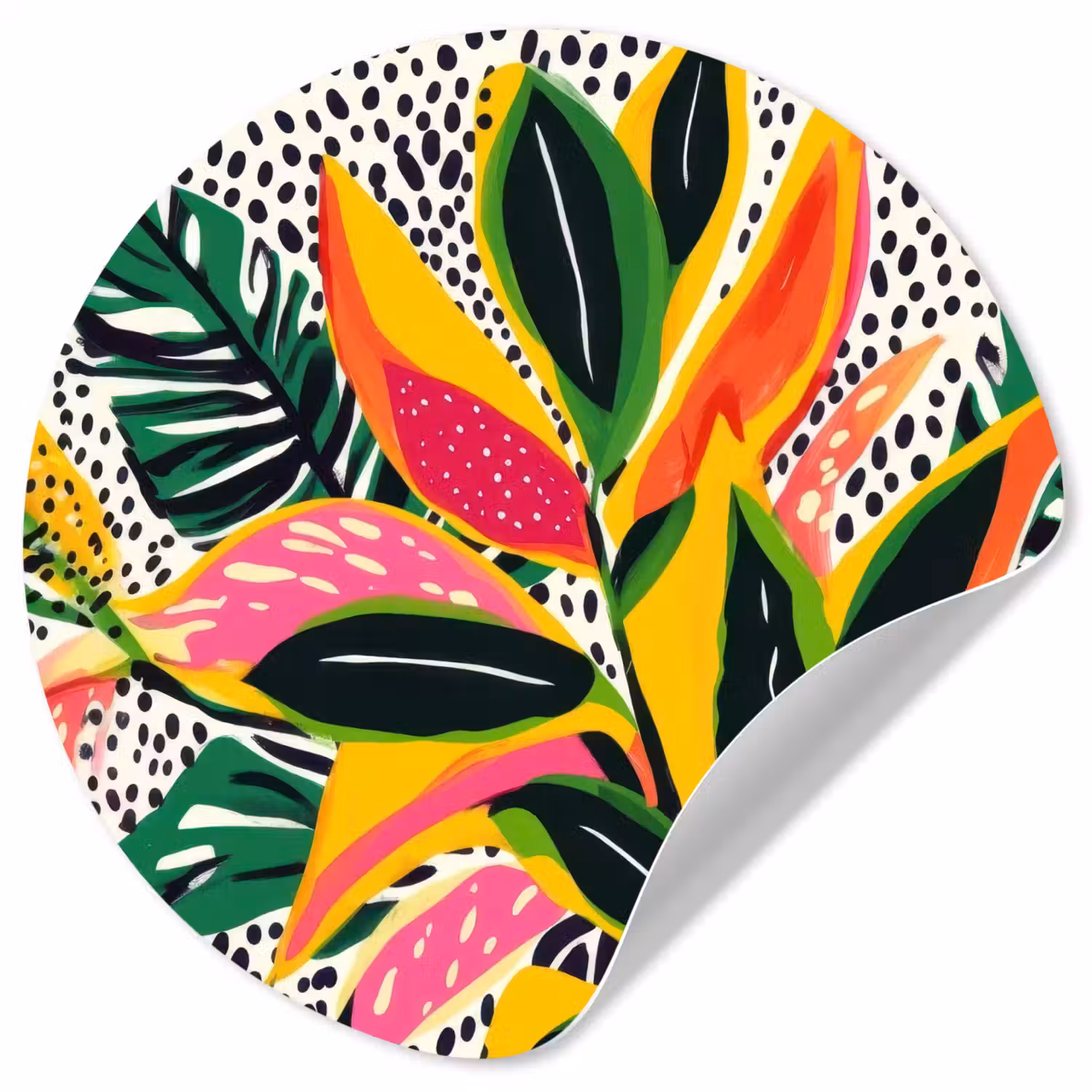 Tropisch - Bladeren - Zwart - wit Wandcirkel behangsticker klein -3d